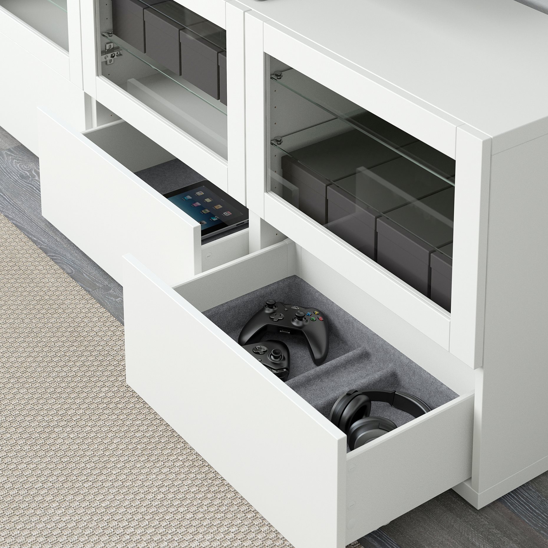 BESTÅ, TV bench with doors and drawers, 180x40x64 cm, 191.943.00