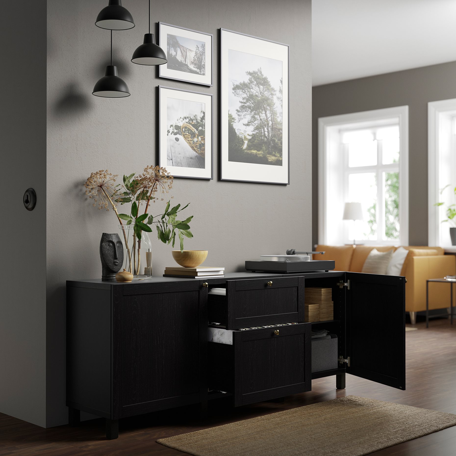 BESTÅ, storage combination with drawers soft-closing, 180x42x74 cm, 191.956.20