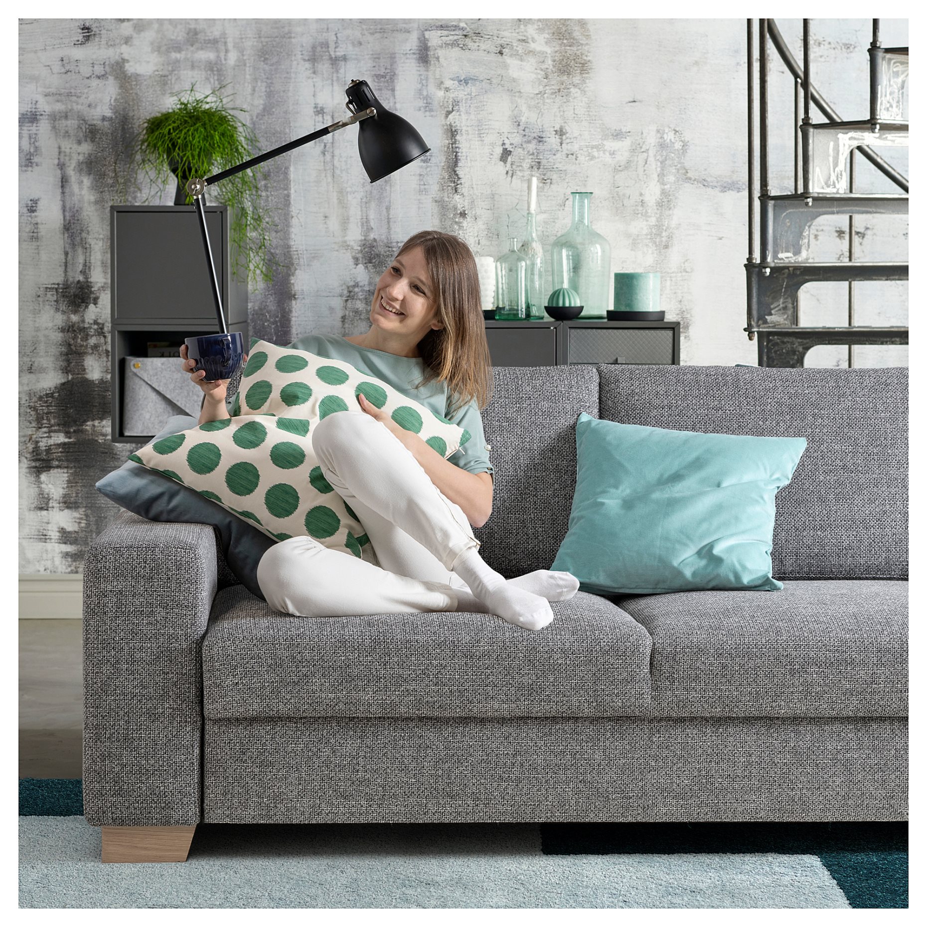 SÖRVALLEN, 3-seat sofa with chaise longue/right, 193.041.48
