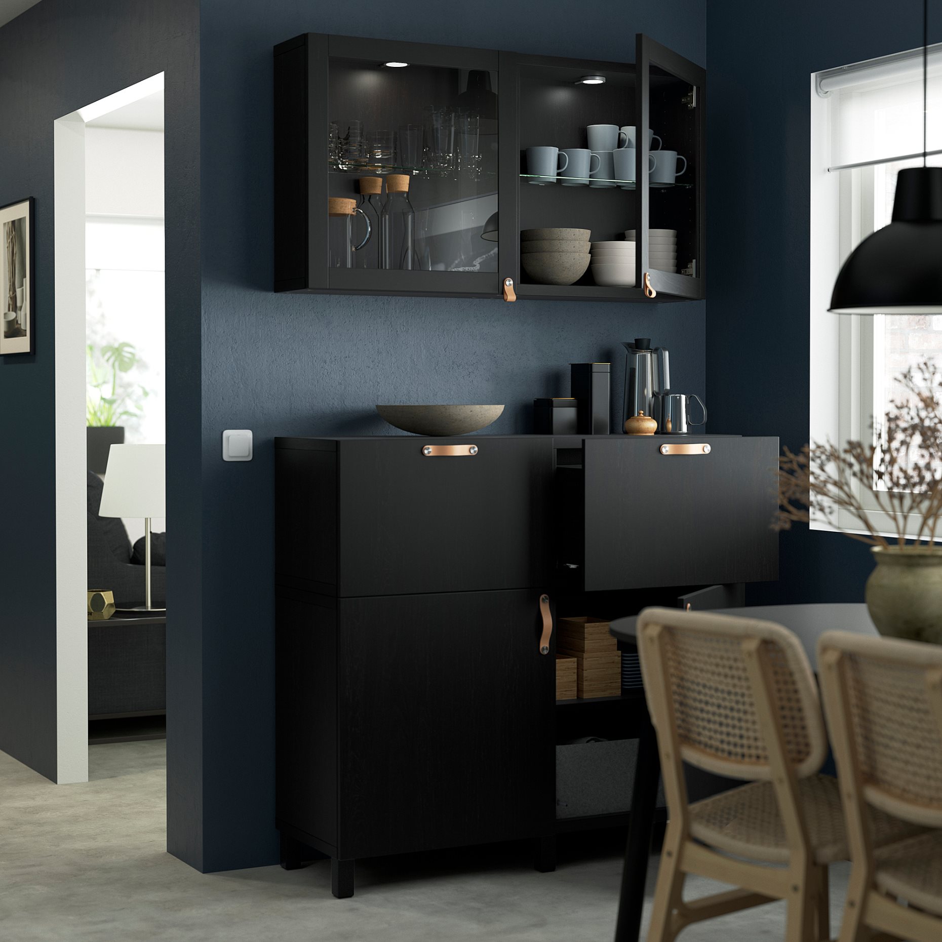 BESTÅ, storage combination with doors/drawers push open, 120x42x213 cm, 193.992.07
