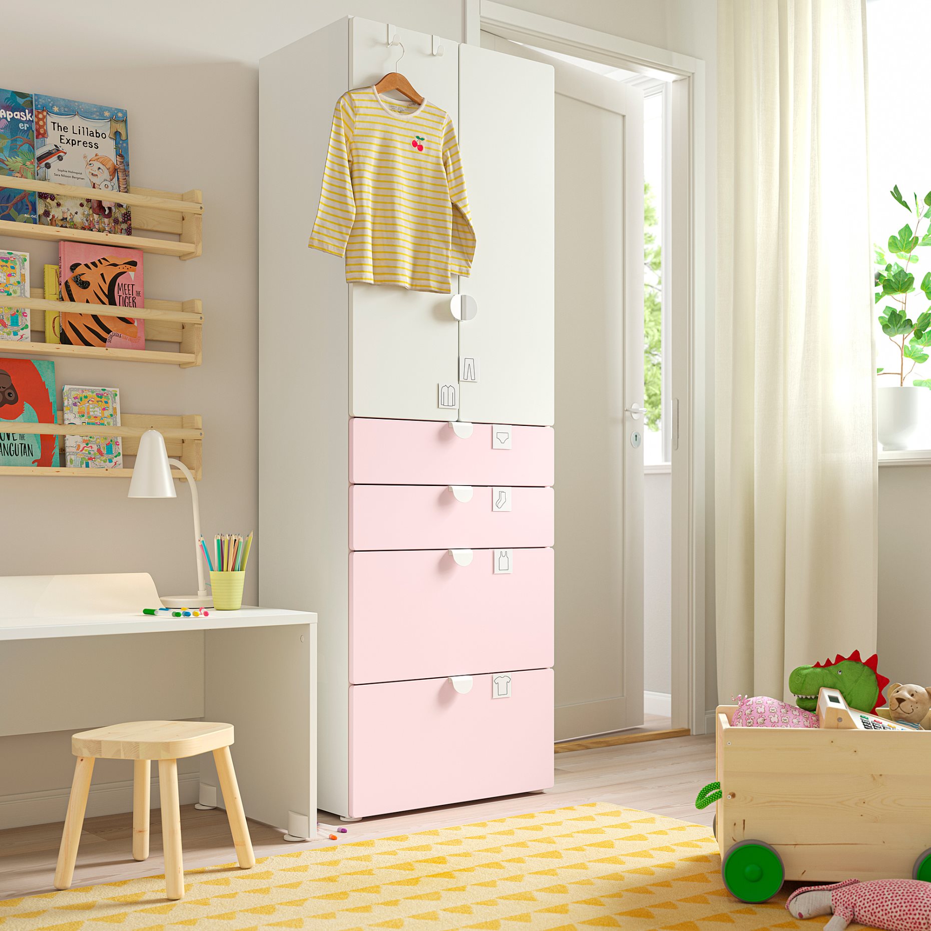 SMASTAD/PLATSA, wardrobe with 4 drawers, 60x57x181 cm, 194.309.05