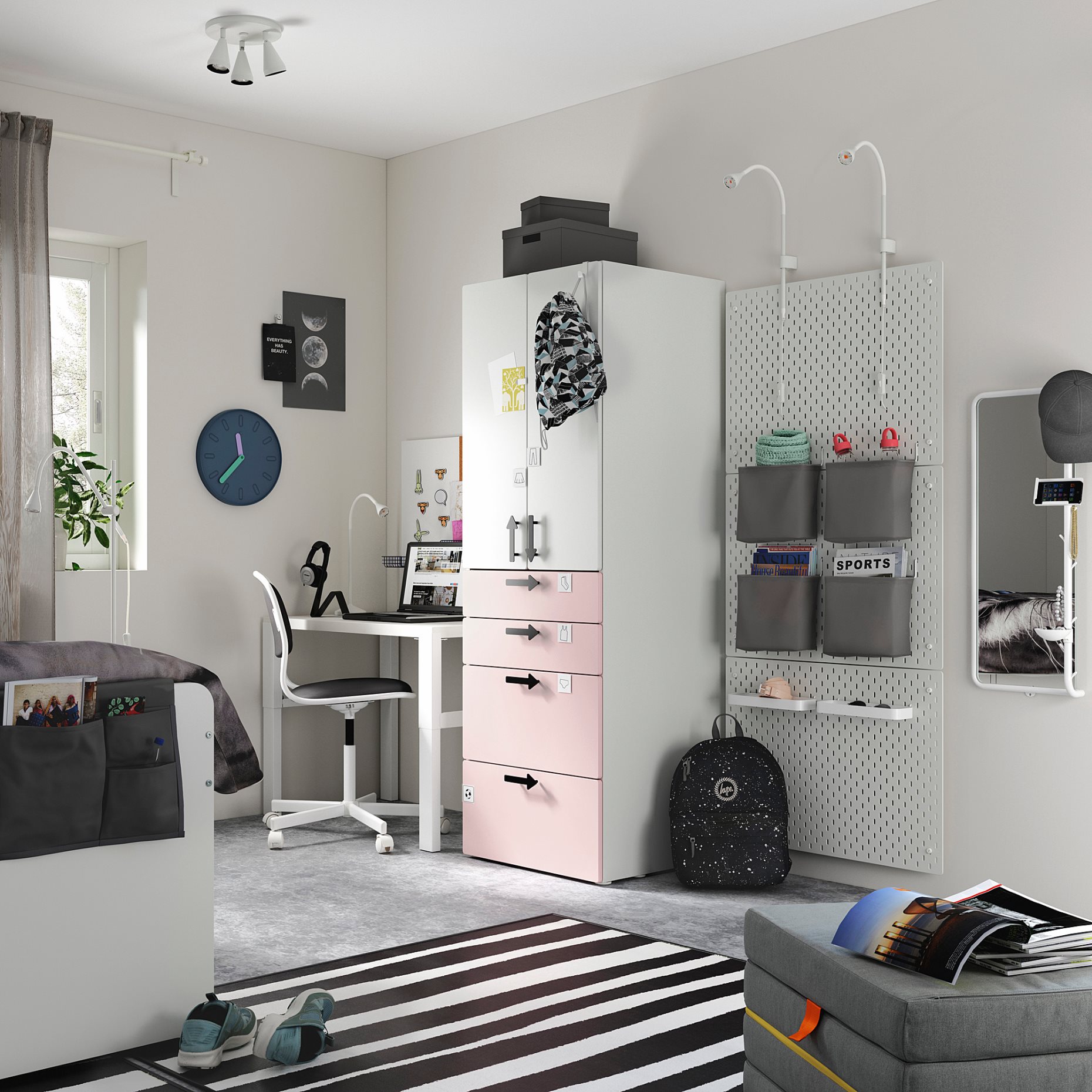 SMASTAD/PLATSA, wardrobe with 4 drawers, 60x57x181 cm, 194.309.05