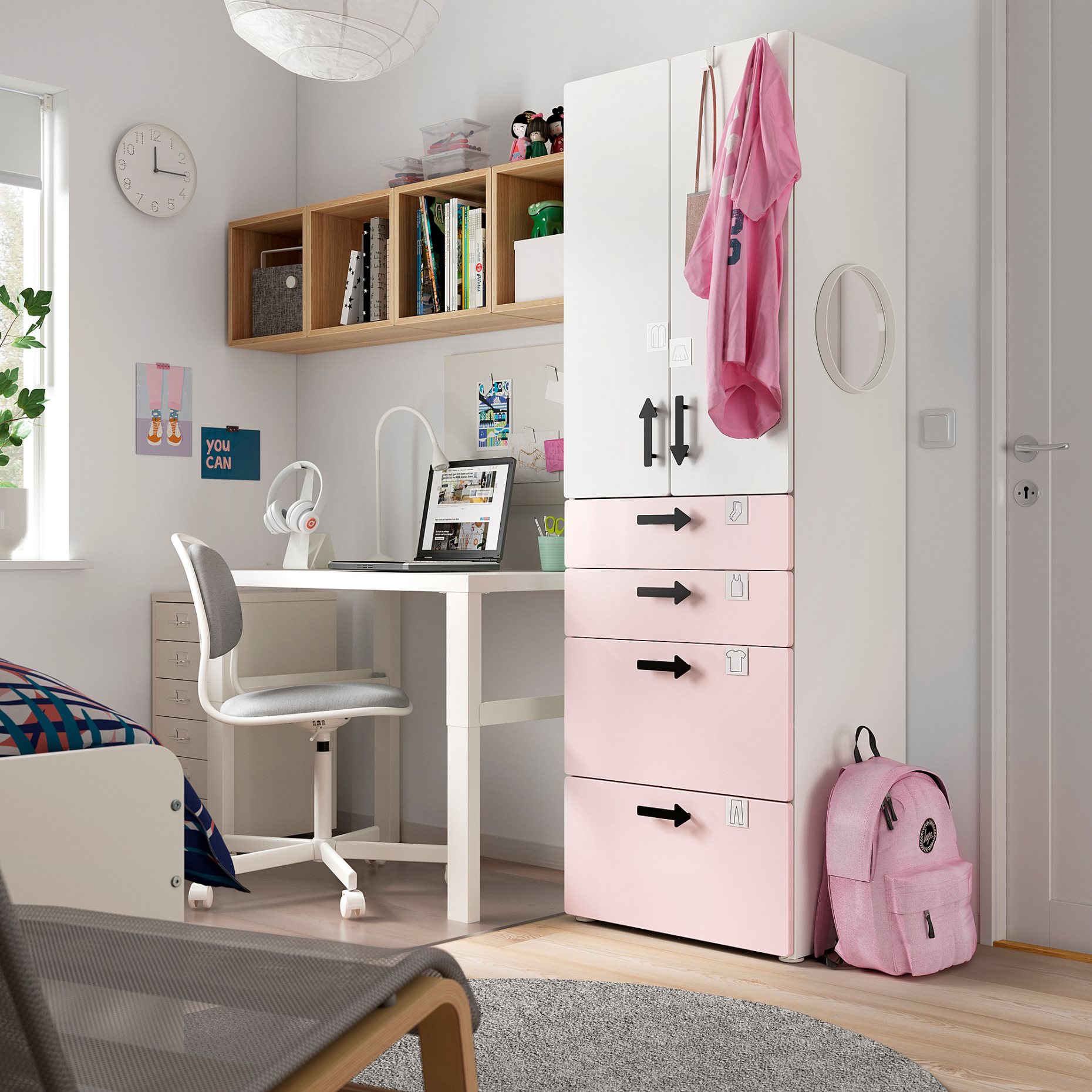 SMASTAD/PLATSA, wardrobe with 4 drawers, 60x57x181 cm, 194.309.05