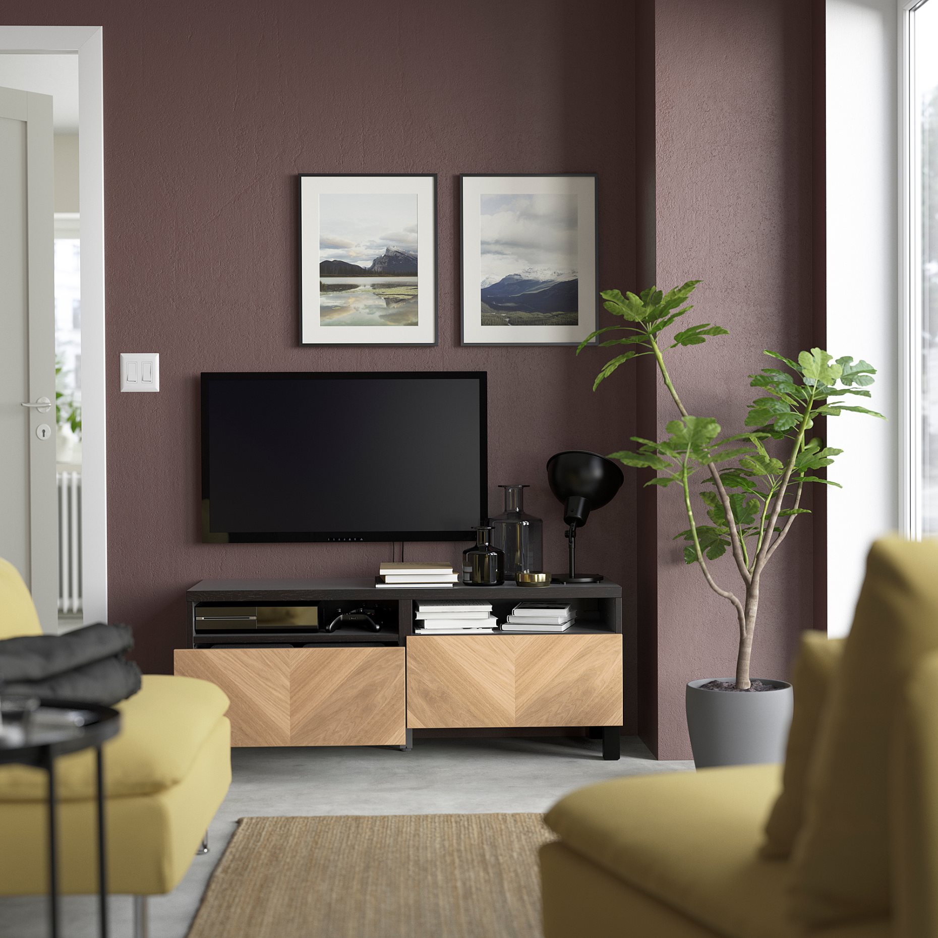BESTÅ, TV bench with drawers soft closing, 120x42x48 cm, 194.358.56