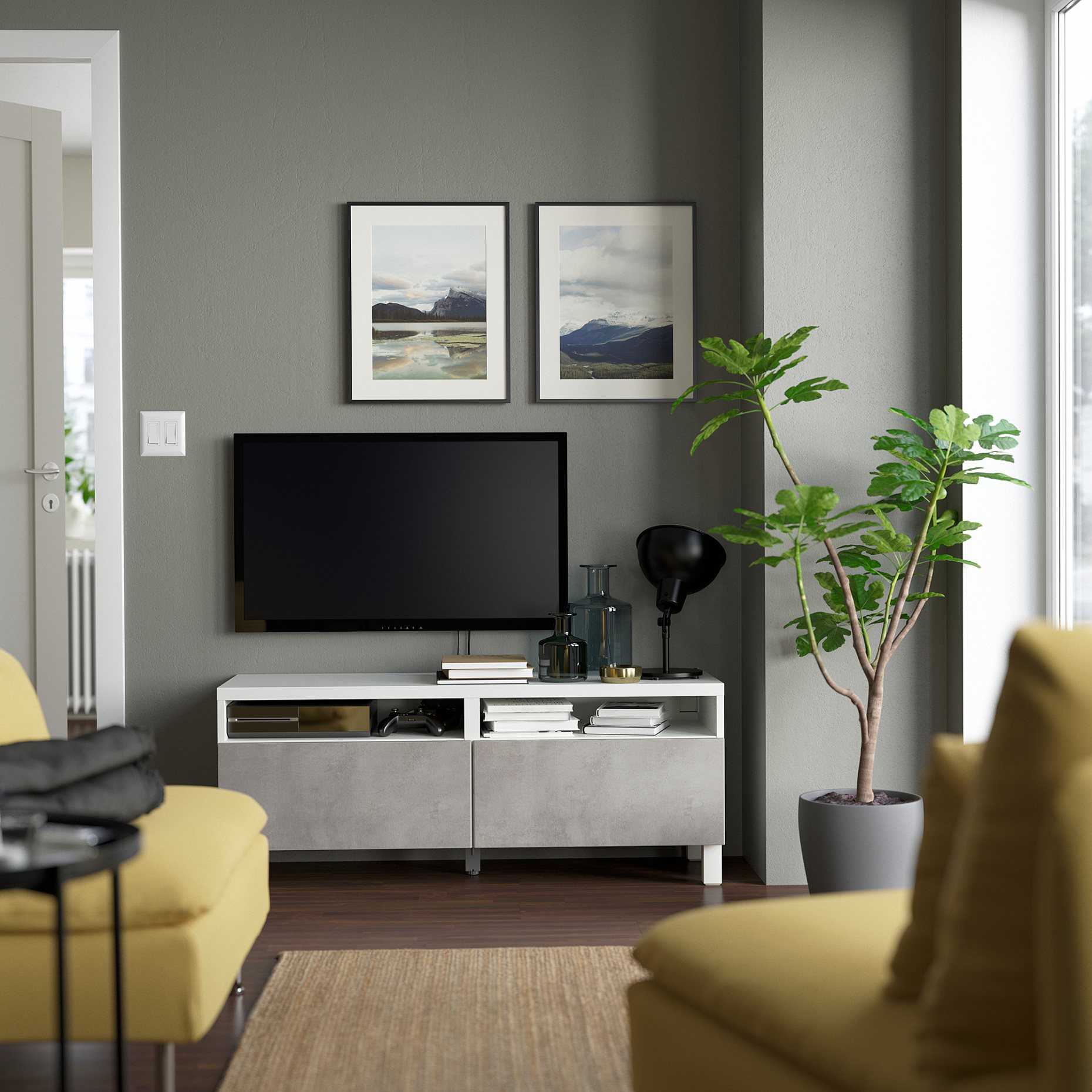 BESTÅ, έπιπλο TV με συρτάρια με μαλακό κλείσιμο, 120x42x48 cm, 194.358.61