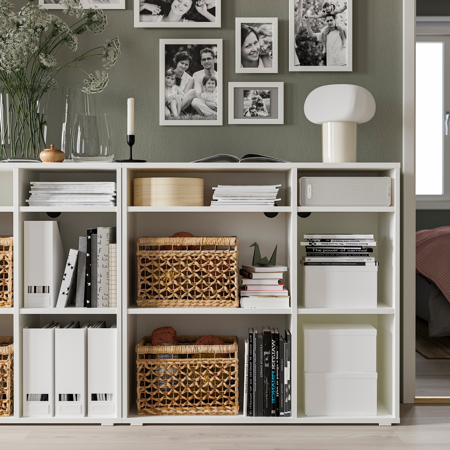 VIHALS, shelving combination, 286x37x90 cm, 194.405.65