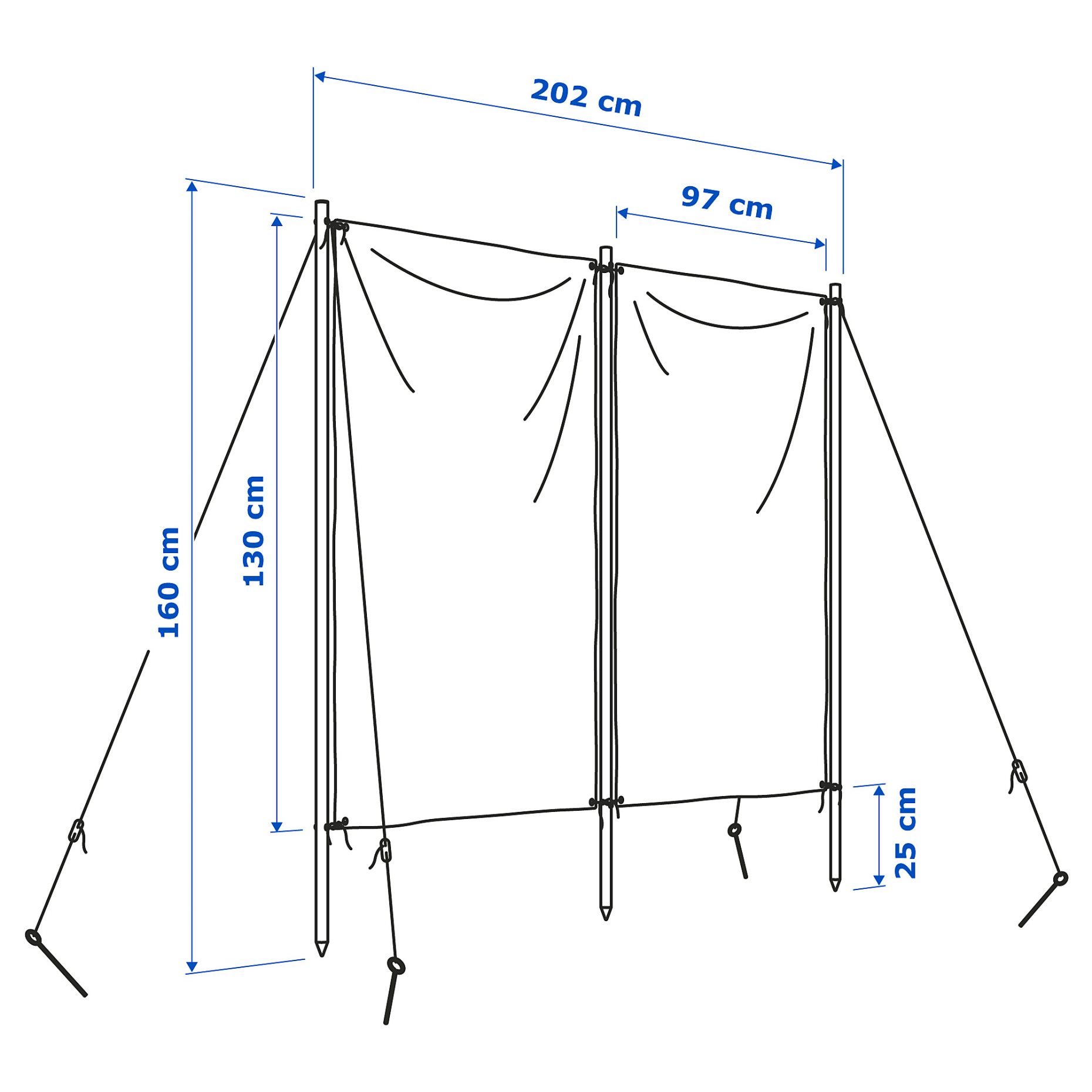 SOLBLEKT, wind-/sunshield, 194 cm, 204.605.62