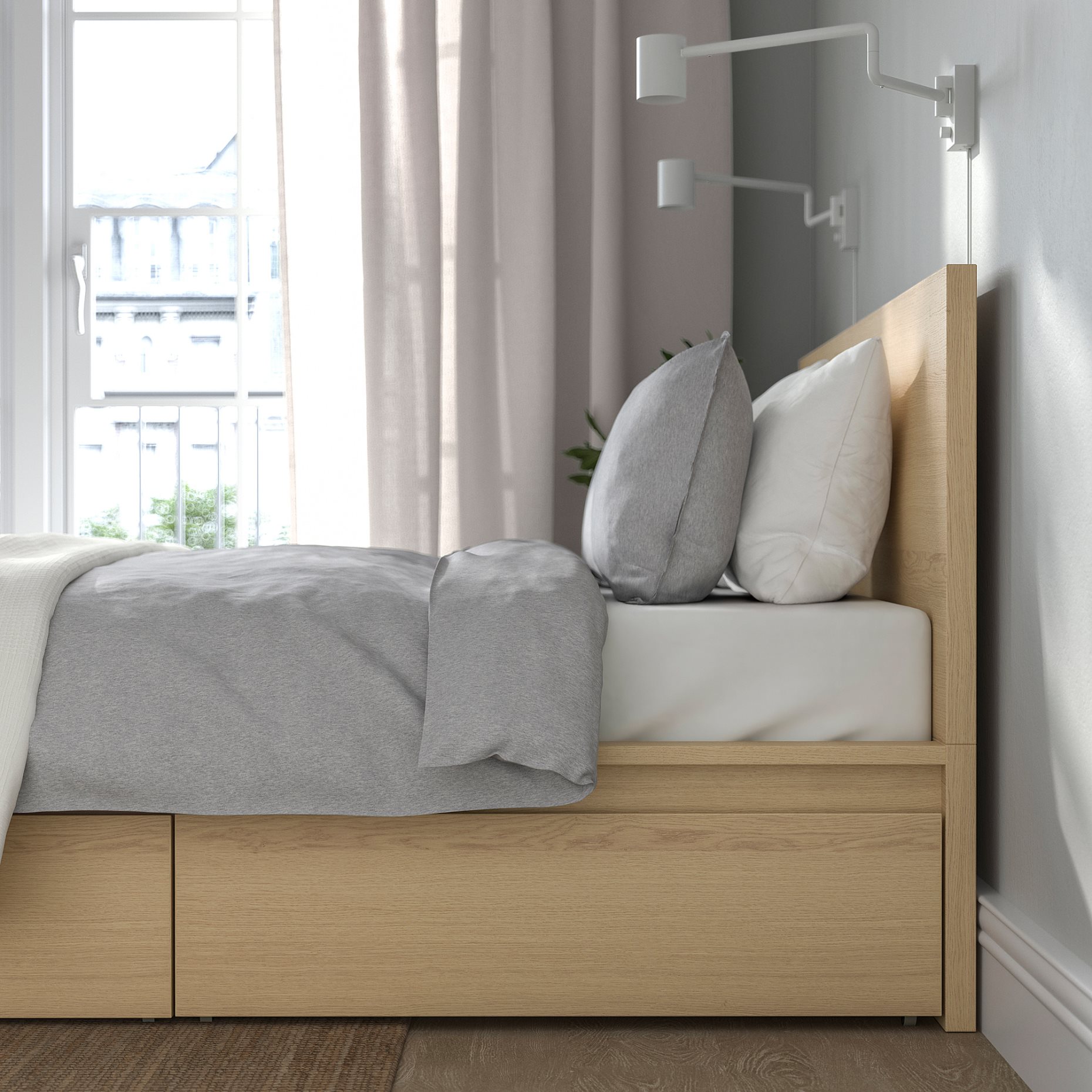 MALM, bed frame/high with 2 storage boxes, 160X200 cm, 291.766.02