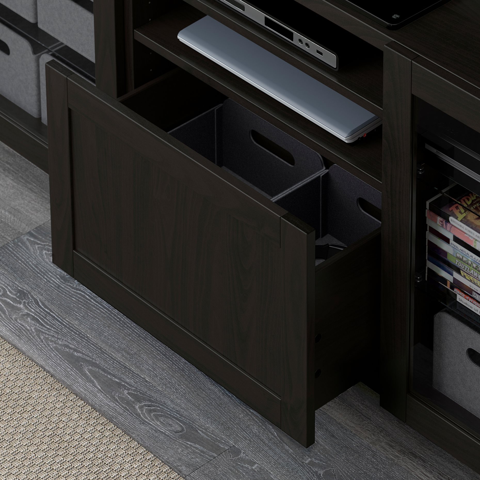 BESTÅ, TV bench with doors/drawer soft closing, 180x42x74 cm, 291.940.88