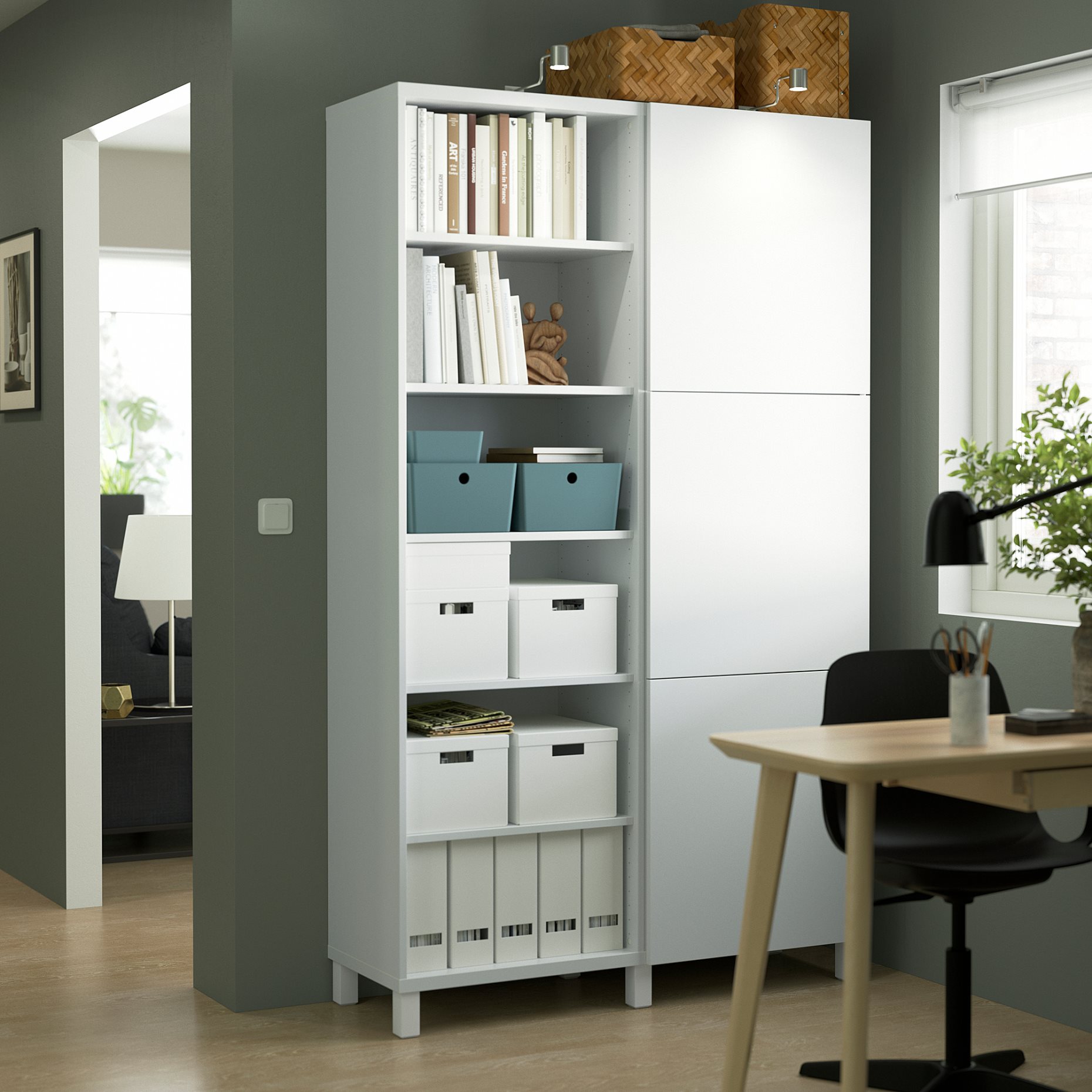 BESTÅ, storage combination with doors, 120x42x202 cm, 293.017.62