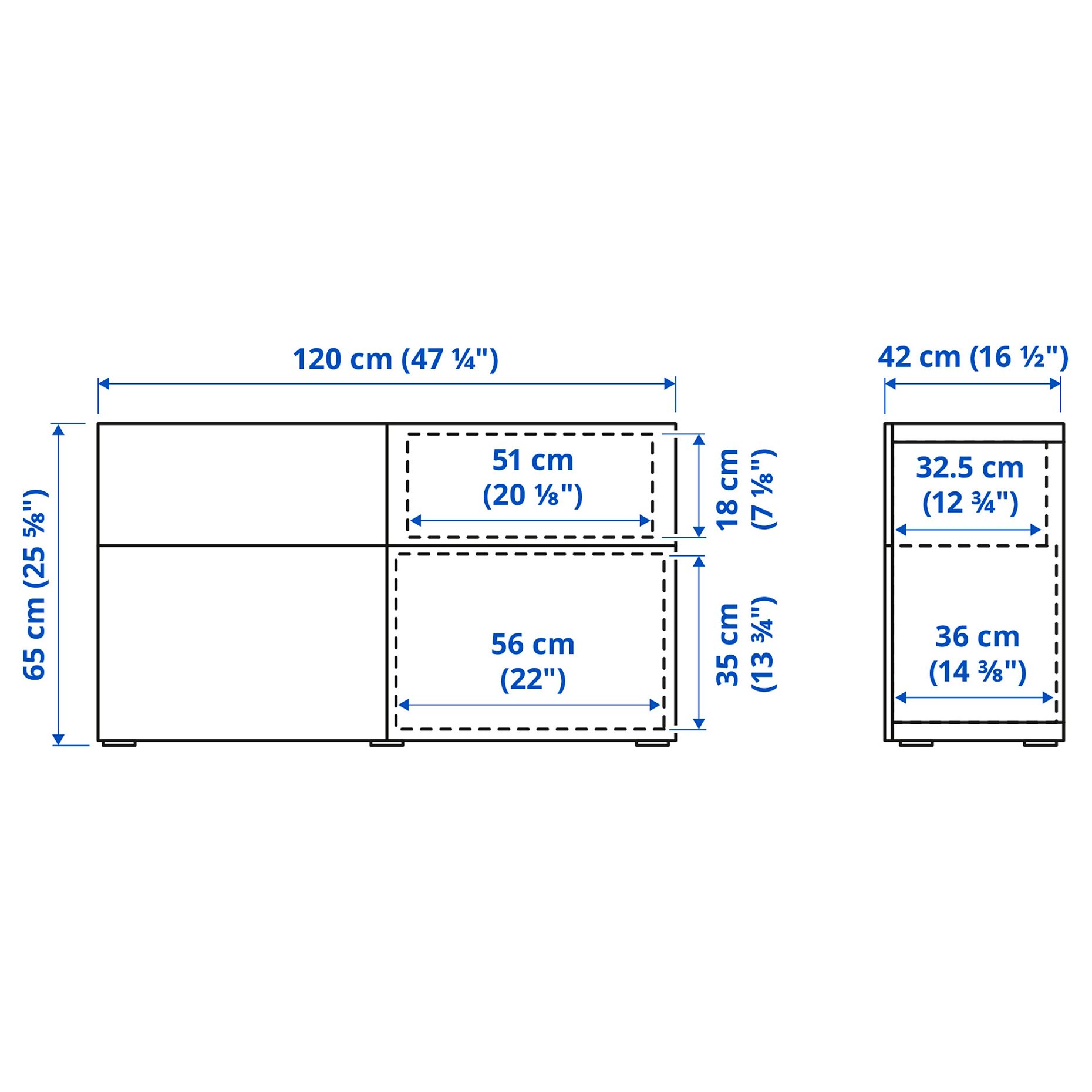 BESTÅ, storage combination with doors/drawers soft-closing, 120x42x65 cm, 293.247.73