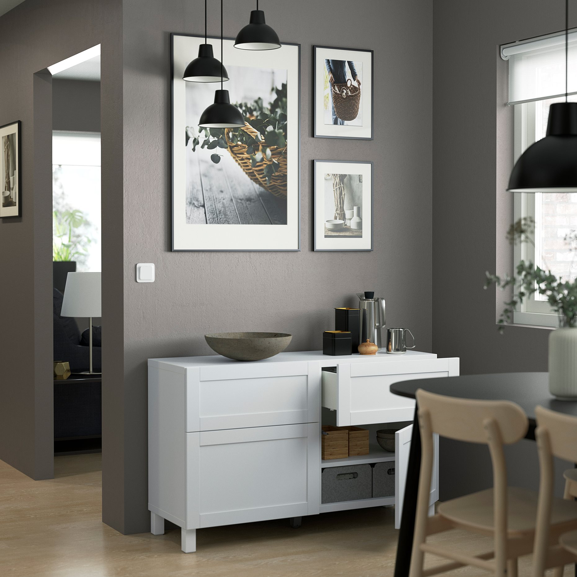 BESTÅ, storage combination with doors/drawers push-open, 120x42x74 cm, 294.126.04