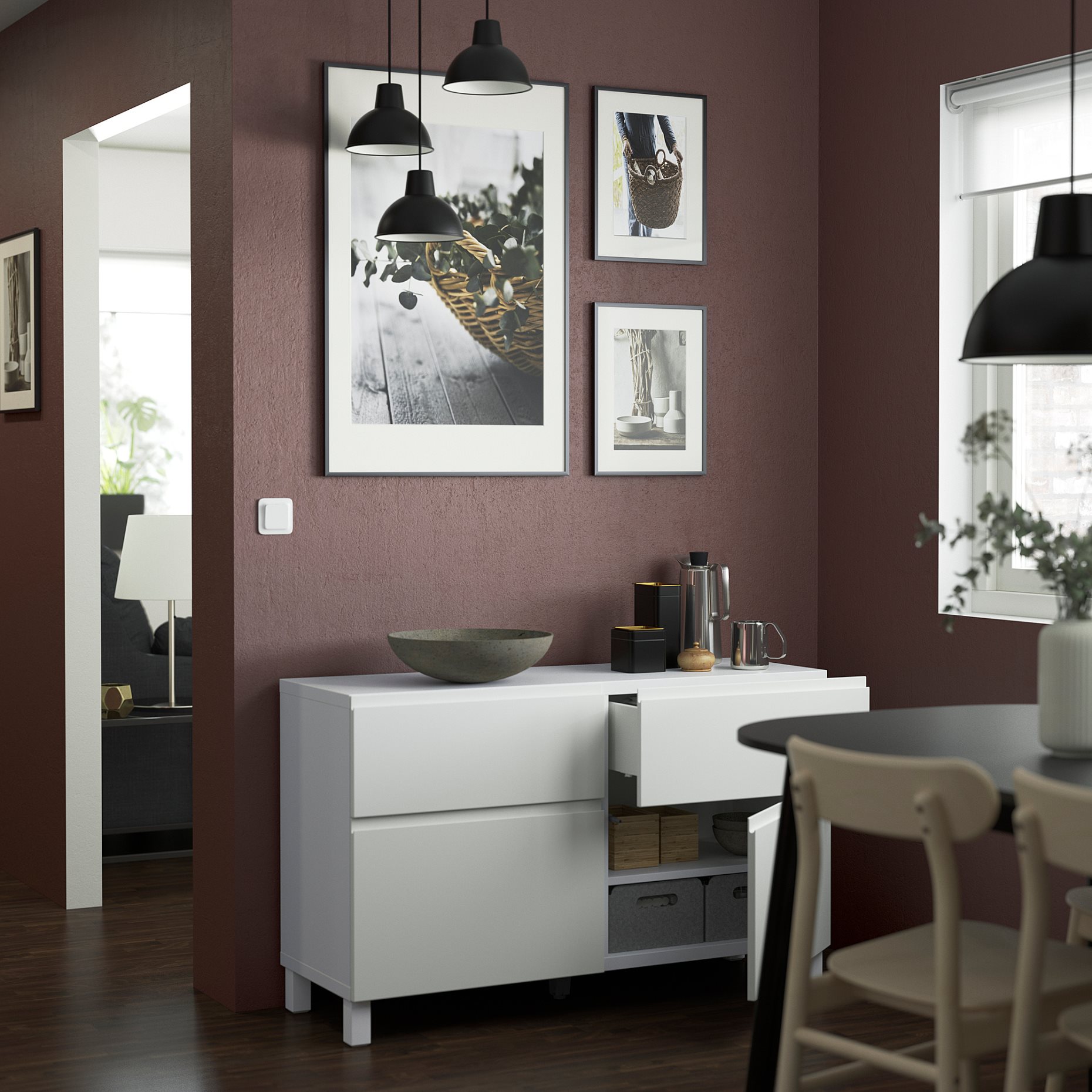 BESTÅ, storage combination with doors/drawers push-open, 120x42x74 cm, 294.215.33