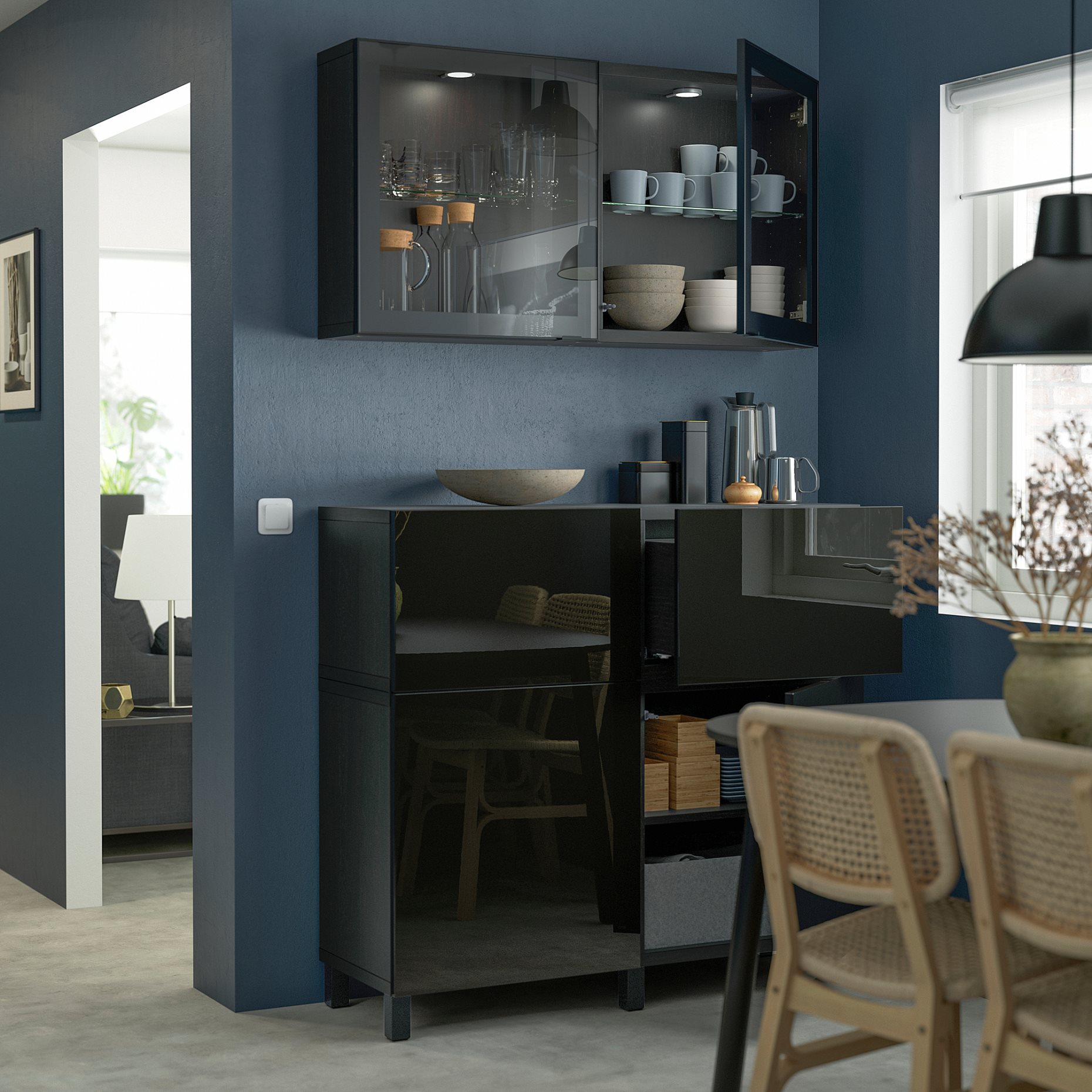 BESTÅ, storage combination with doors/drawers soft closing, 120x42x213 cm, 294.360.49