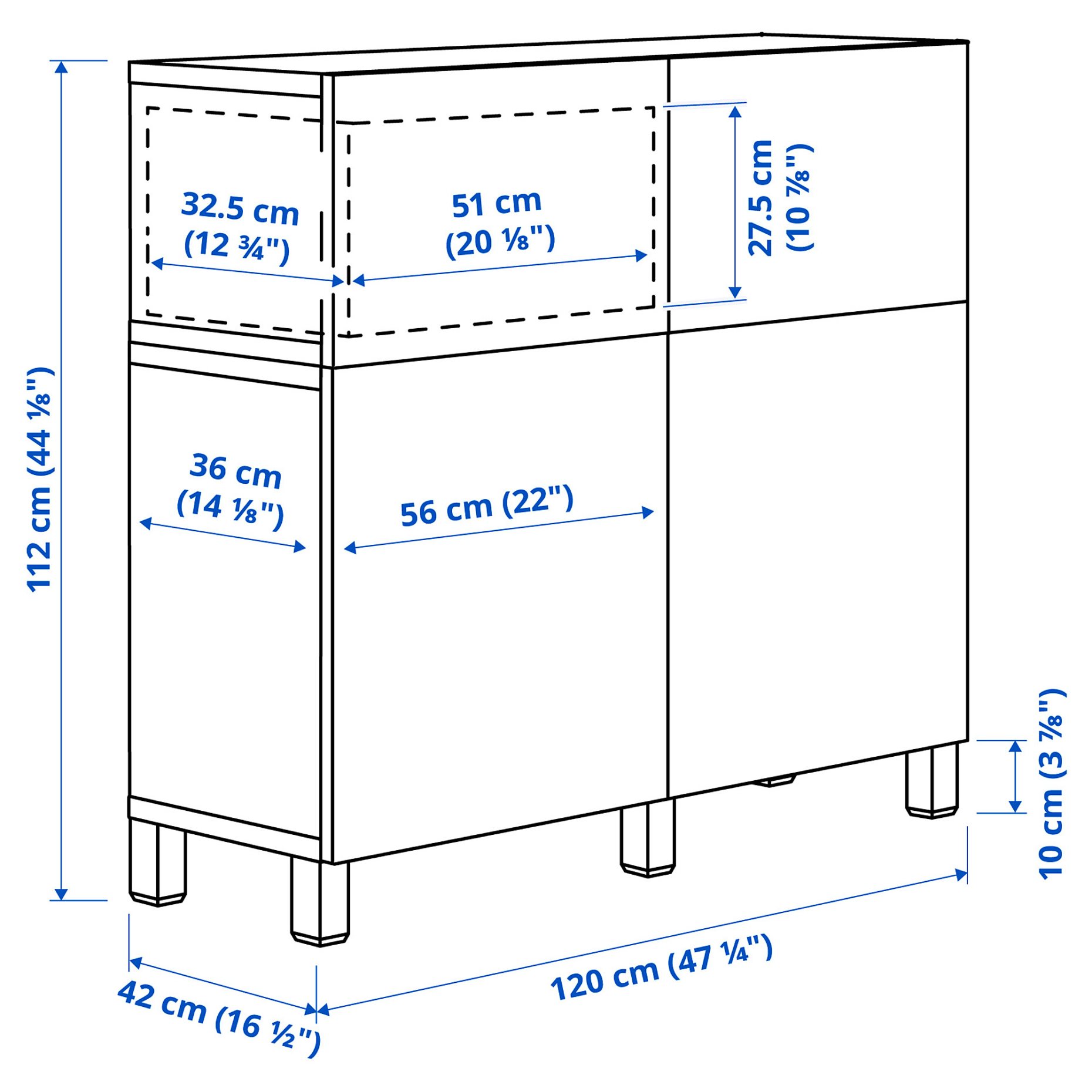 BESTÅ, storage combination with doors/drawers soft closing, 120x42x112 cm, 294.818.43