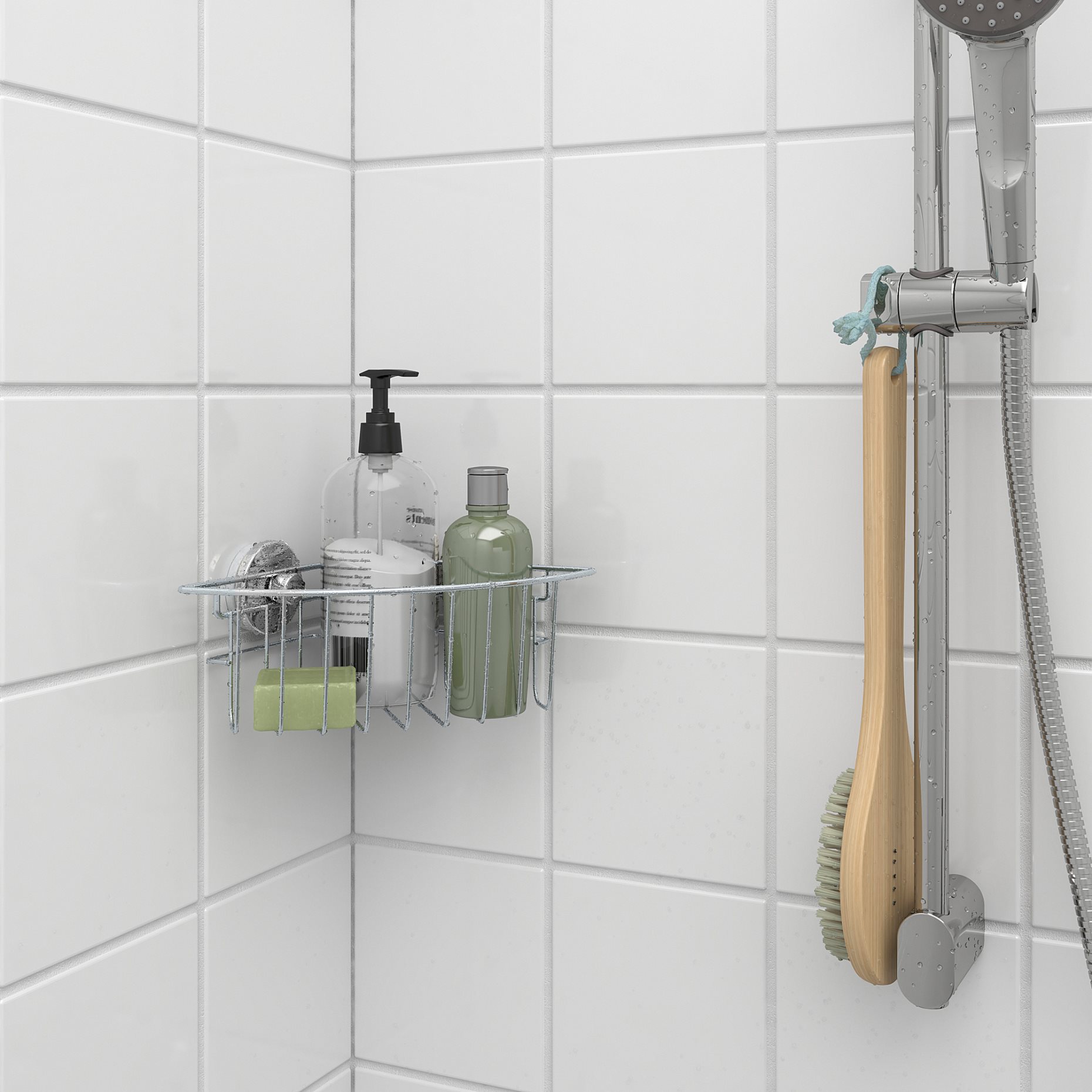 KROKFJORDEN, corner shelf unit with suction cup, 20x11 cm, 304.540.04