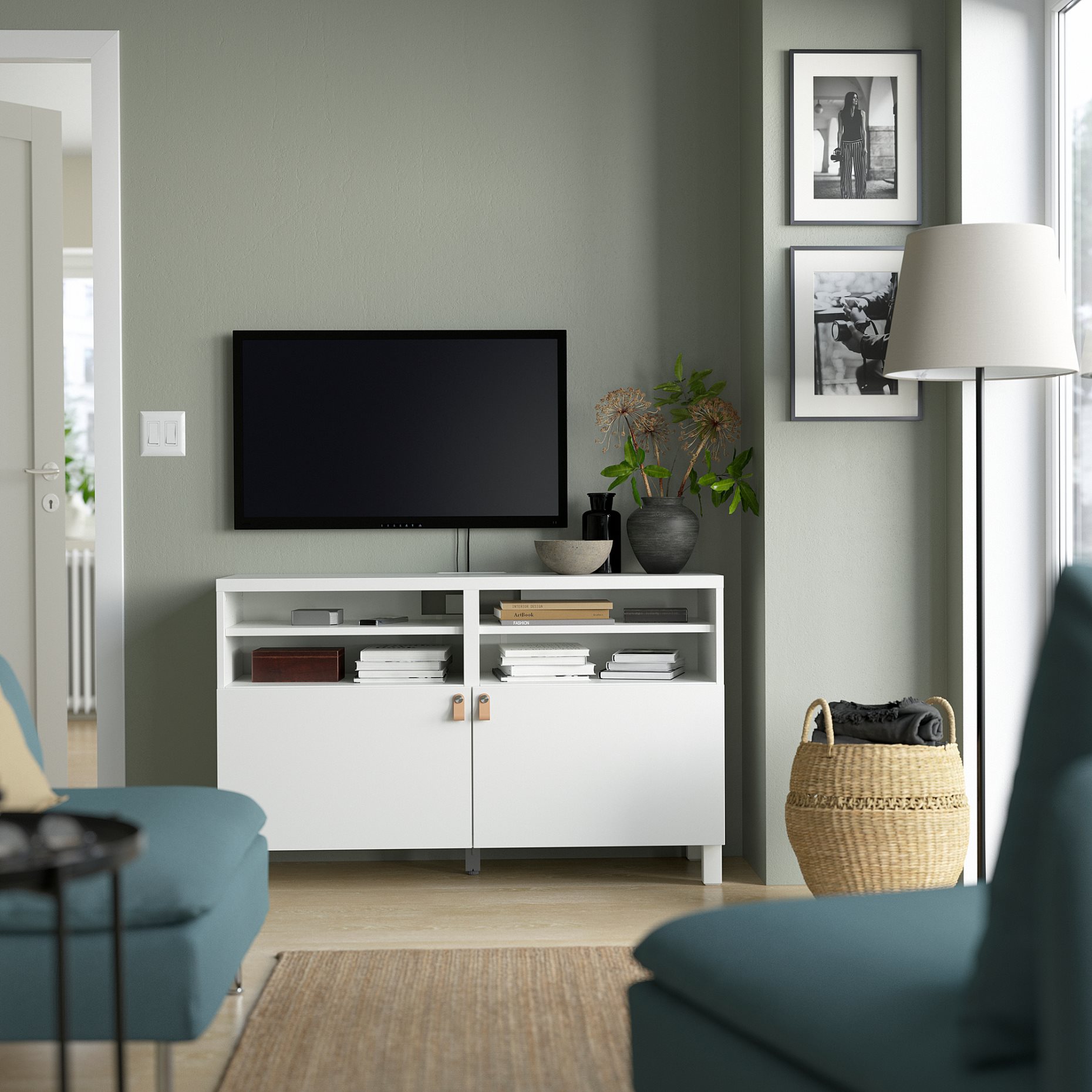 BESTÅ, TV bench with doors, 120x42x74 cm, 390.683.34