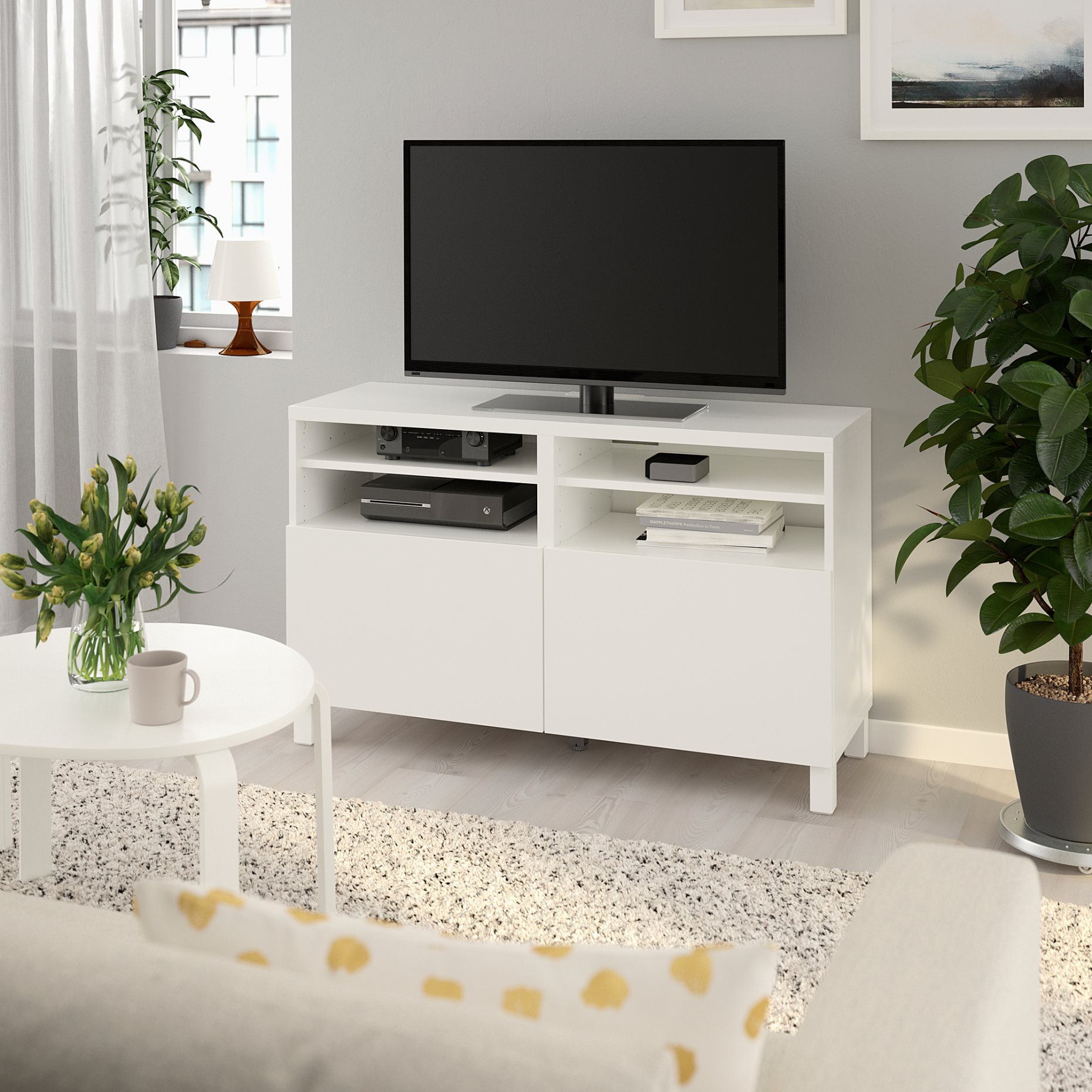 BESTÅ, TV bench with doors, 120x42x74 cm, 390.683.34