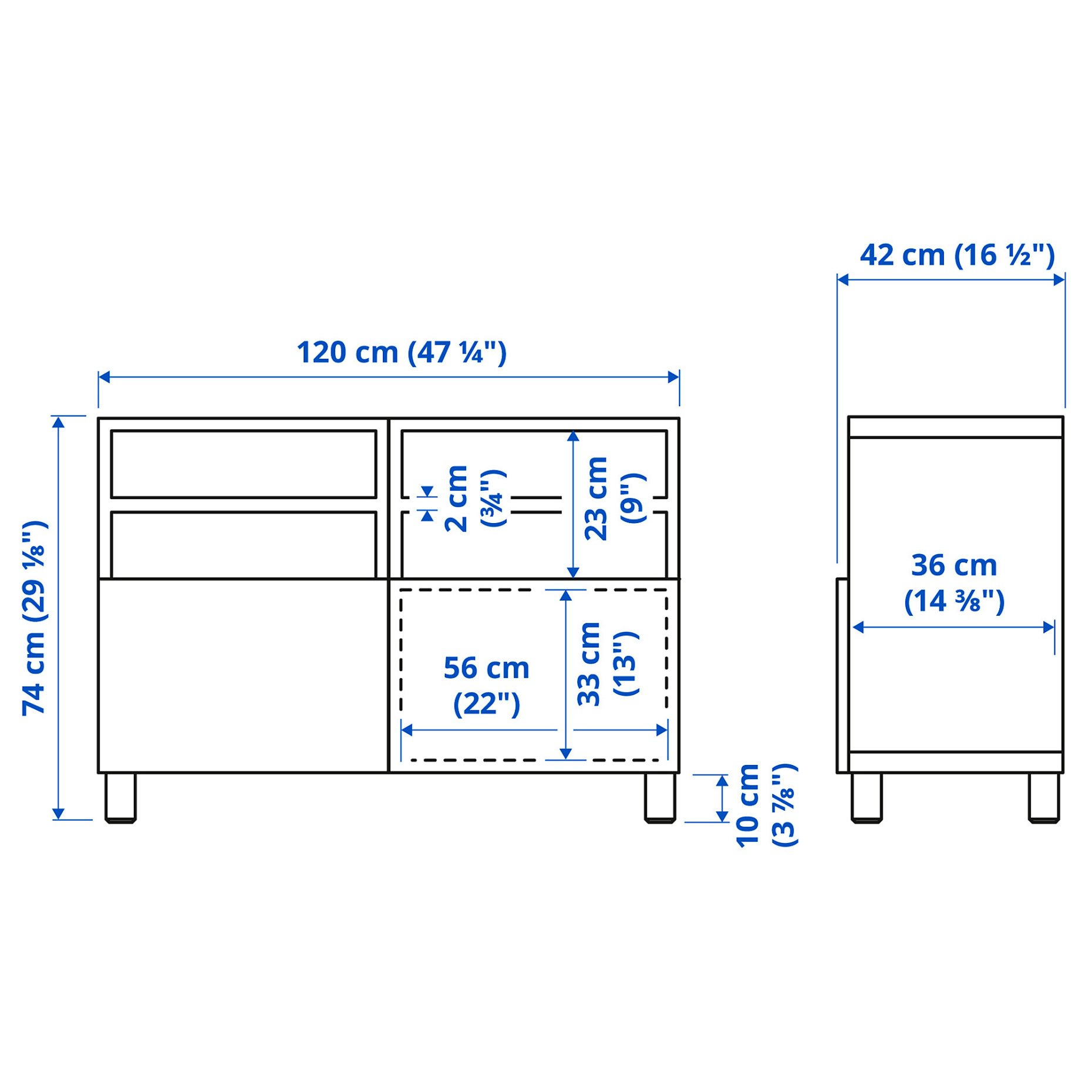 BESTÅ, TV bench with doors, 120x42x74 cm, 390.683.34