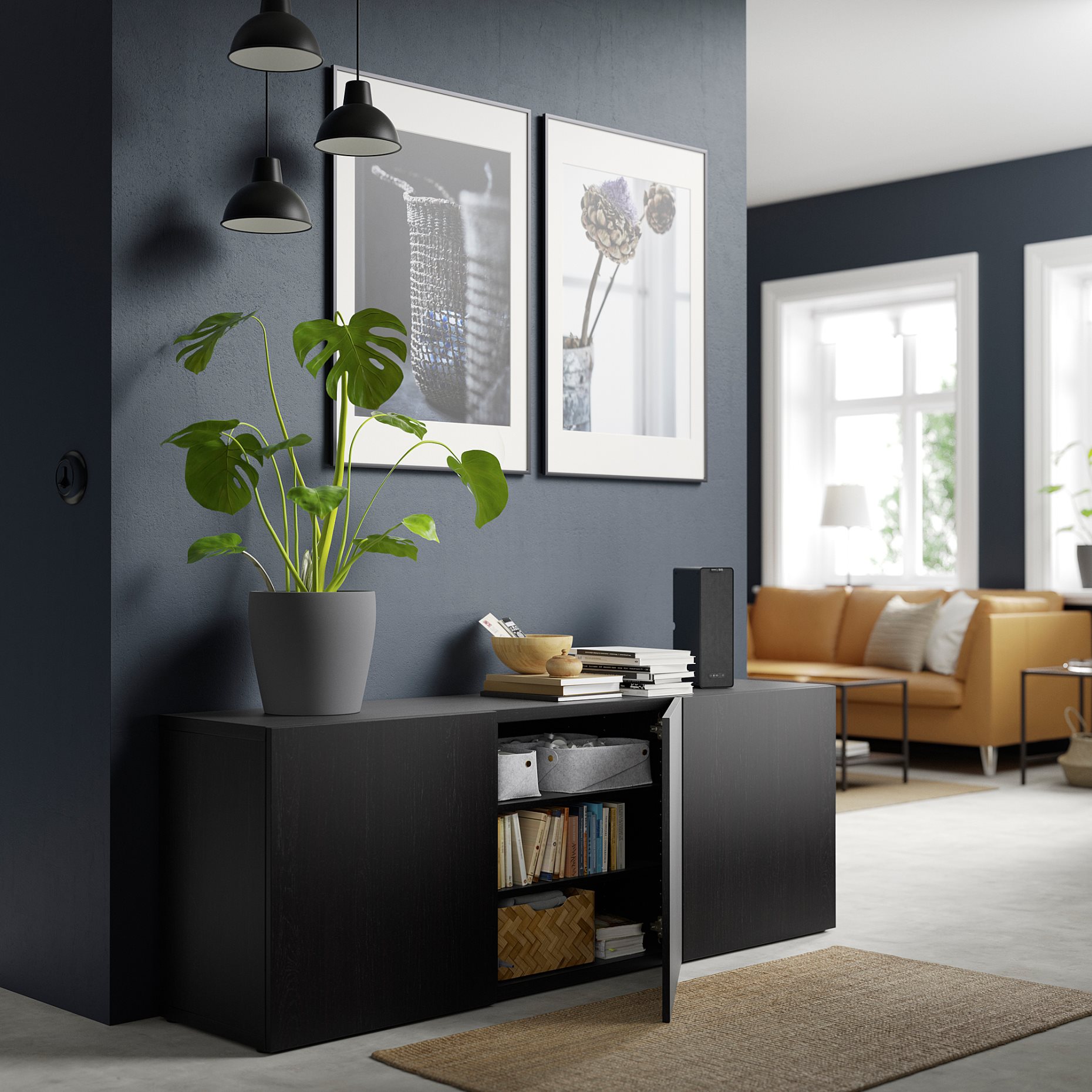 BESTÅ, storage combination with doors, 180x42x65 cm, 393.249.80