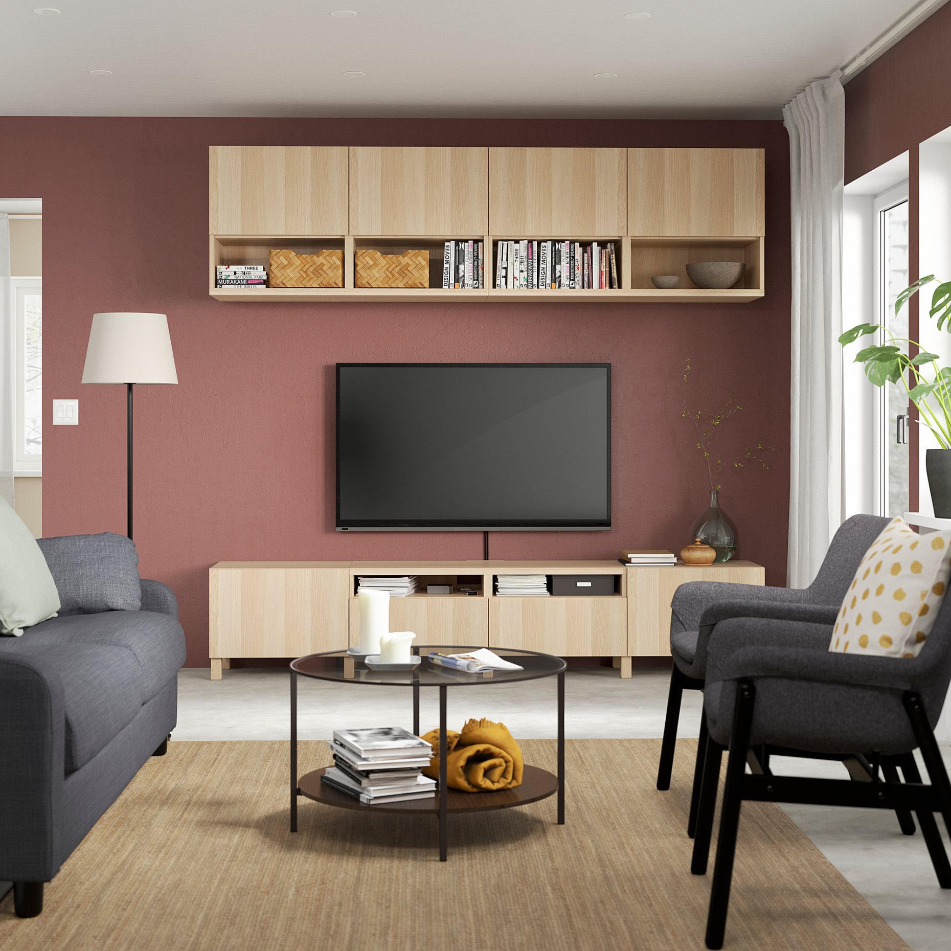 BESTÅ, TV storage combination/doors/drawers push open, 240x42x230 cm, 394.119.58