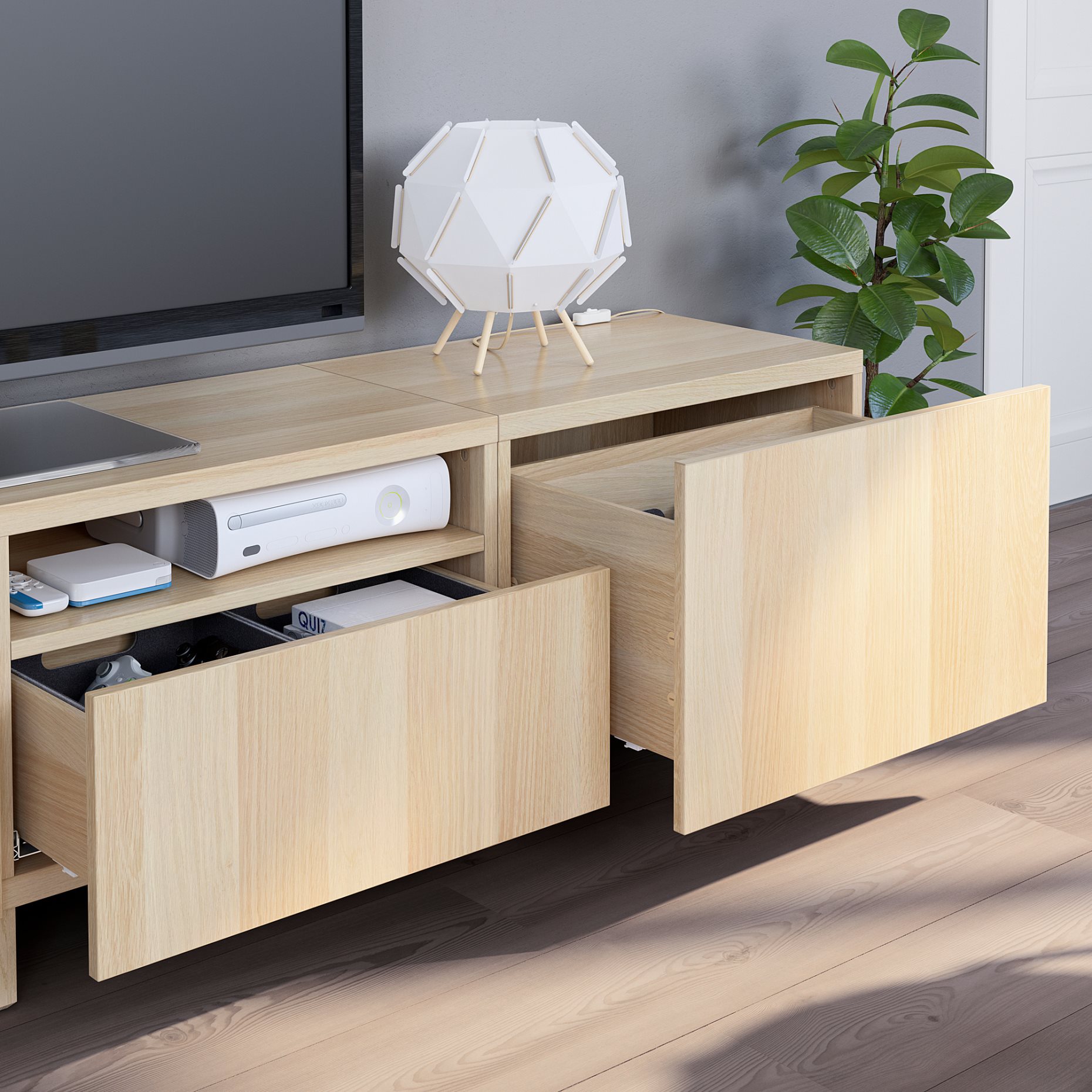 BESTÅ, TV storage combination/doors/drawers push open, 240x42x230 cm, 394.119.58