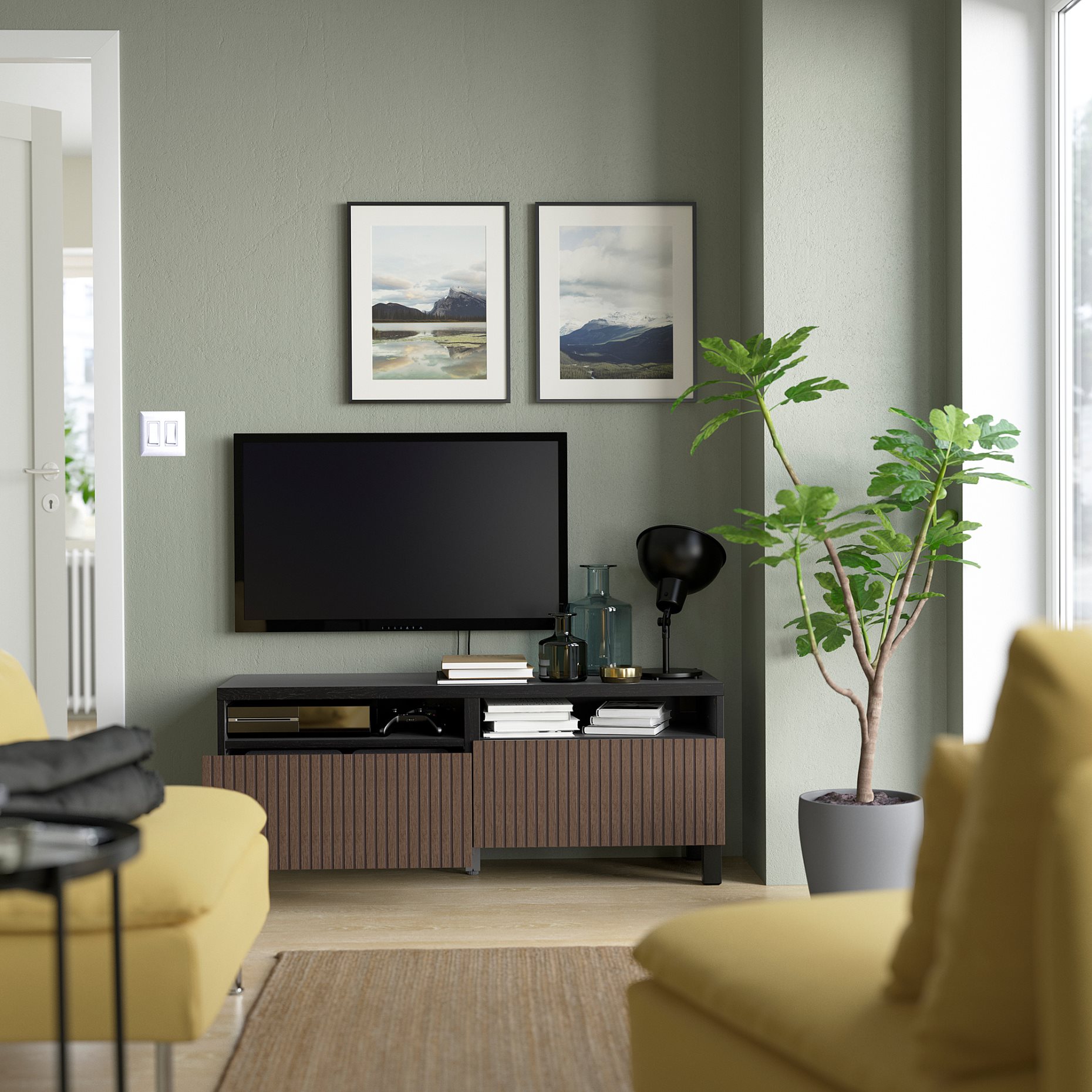 BESTÅ, TV bench with drawers push open, 120x42x48 cm, 394.200.19
