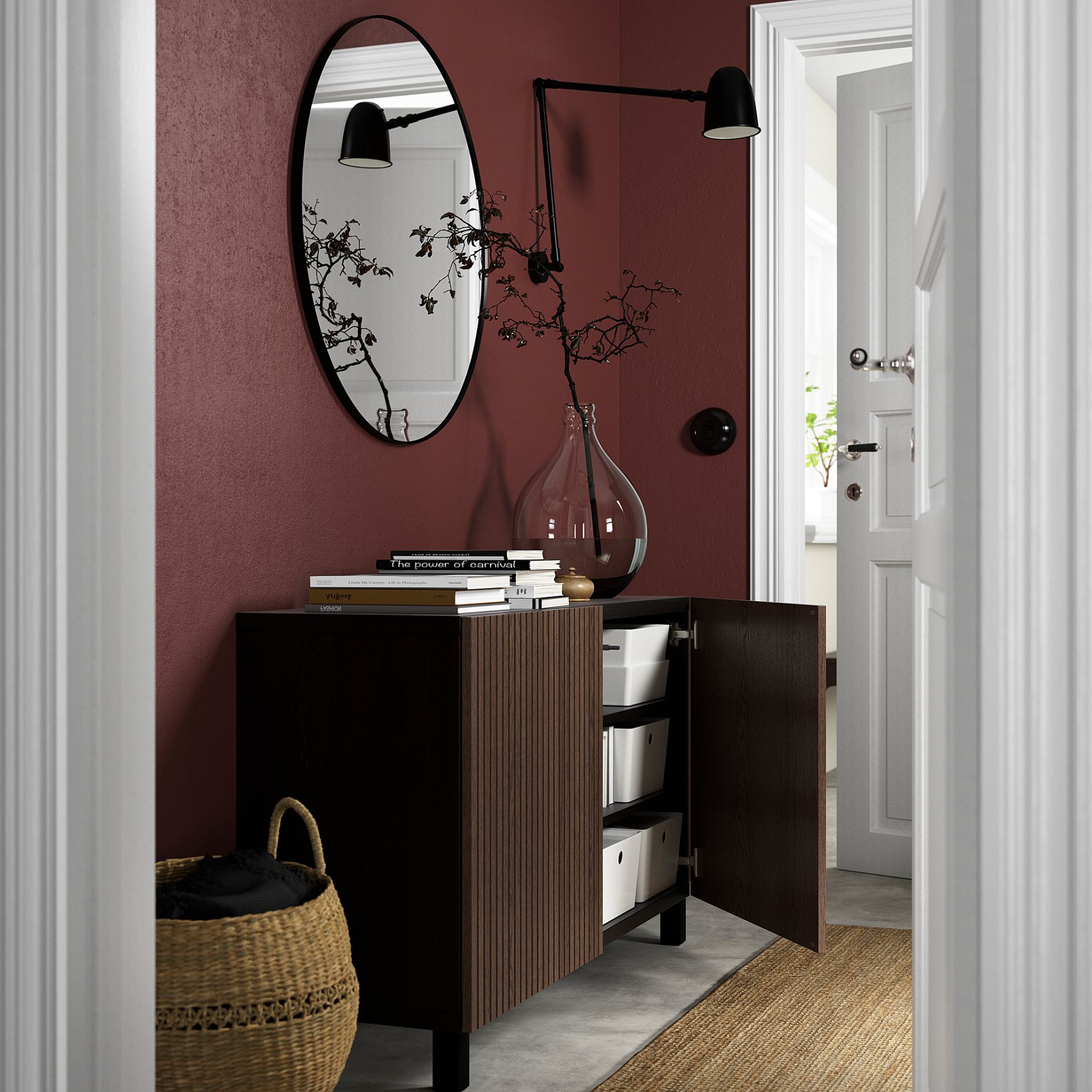 BESTÅ, σύνθεση αποθήκευσης με πόρτες, 120x42x74 cm, 394.214.29