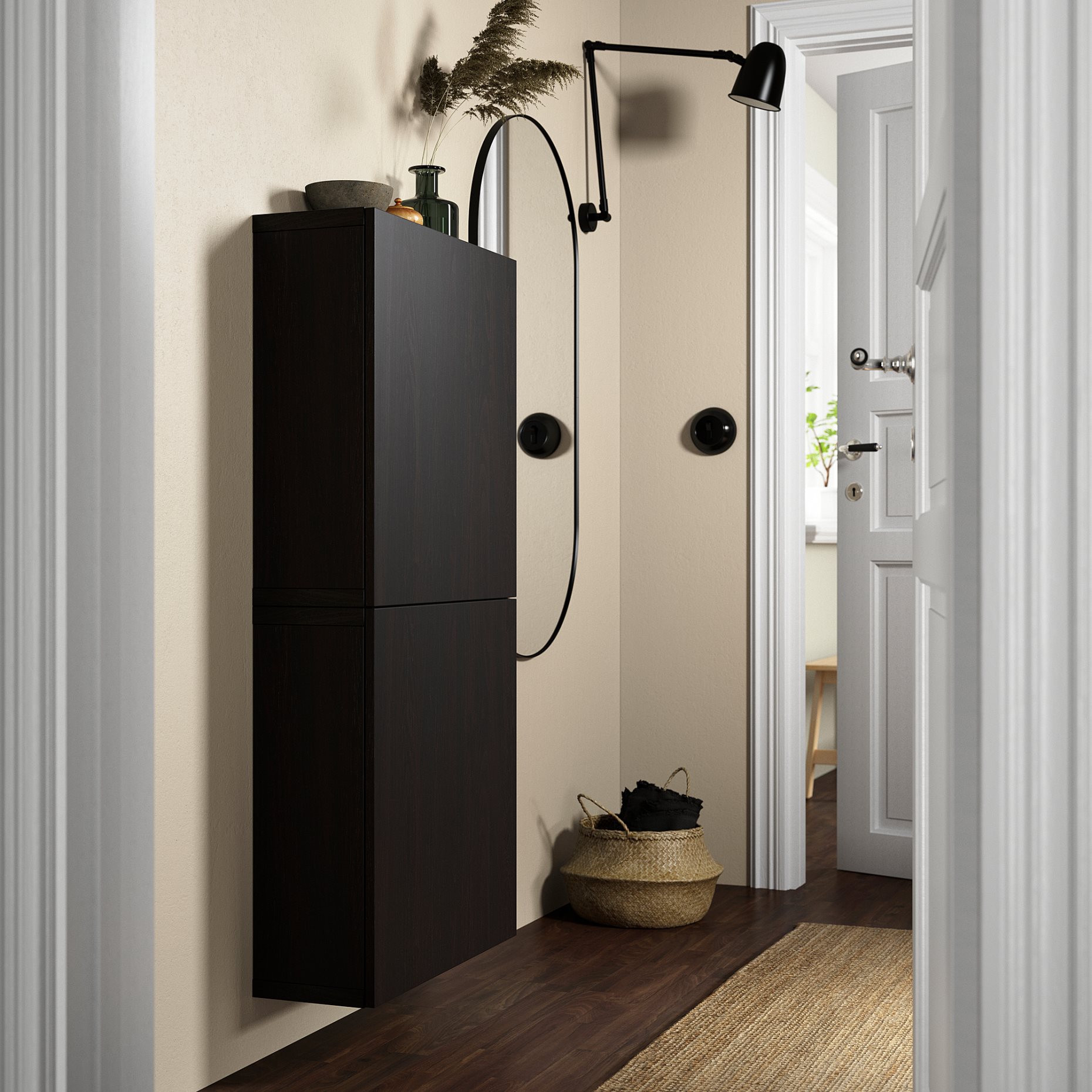 BESTÅ, wall cabinet with 2 doors, 60x22x128 cm, 394.219.62