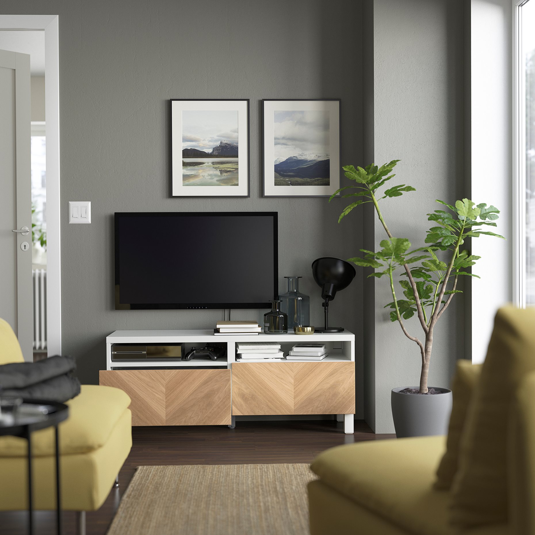 BESTÅ, έπιπλο TV με συρτάρια με μαλακό κλείσιμο, 120x42x48 cm, 394.358.60