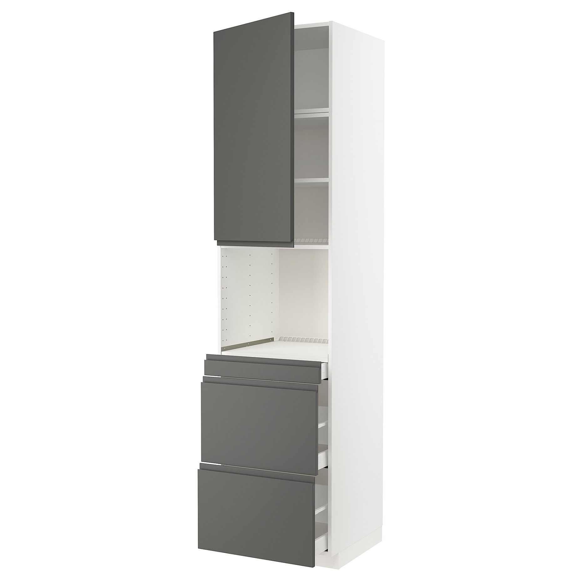 METOD, high cabinet for microwave combi with door/3 drawers, 60x60x240 cm, 394.604.92