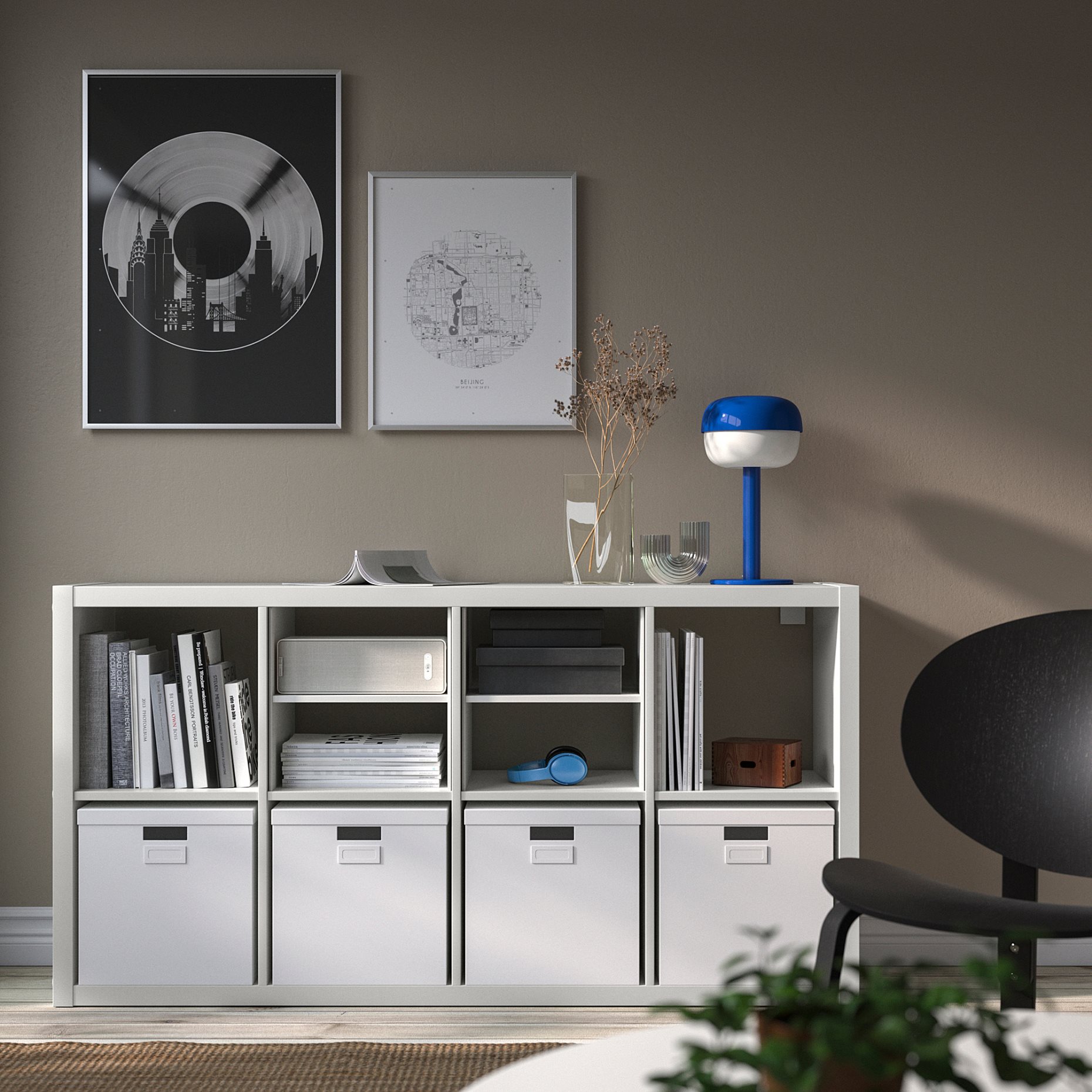 KALLAX, shelving unit with 2 shelf inserts, 147x77 cm, 395.529.05