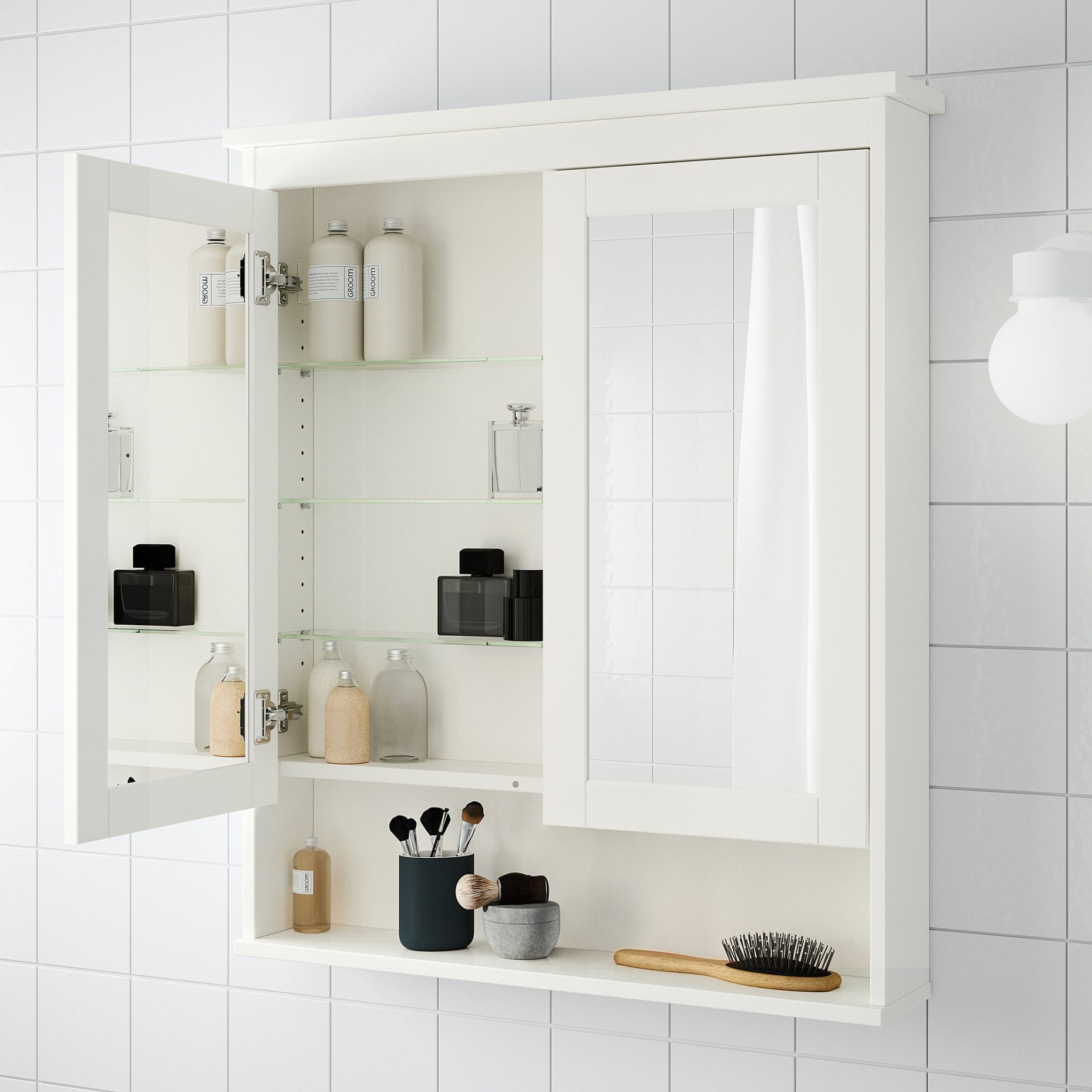 HEMNES, Ντουλάπι με καθρέφτη με 2 πόρτες, 402.176.77