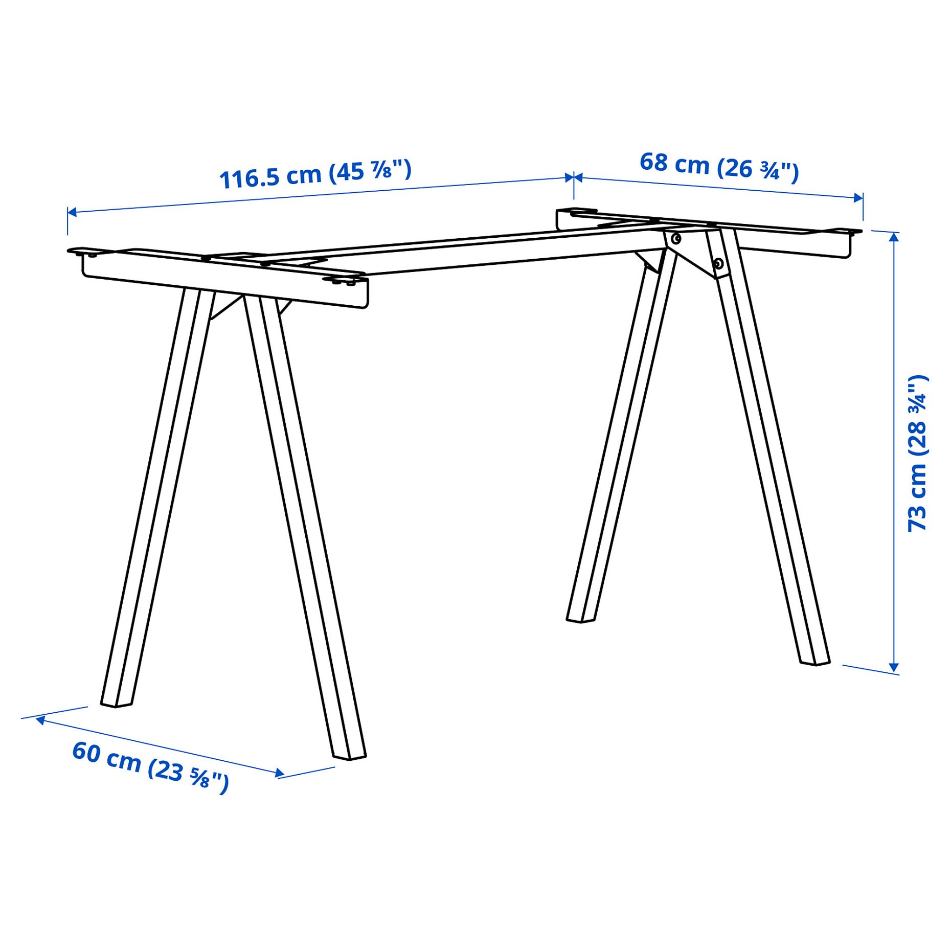 TROTTEN, σκελετός για επιφάνεια τραπεζιού, 120x70x75 cm, 404.747.56