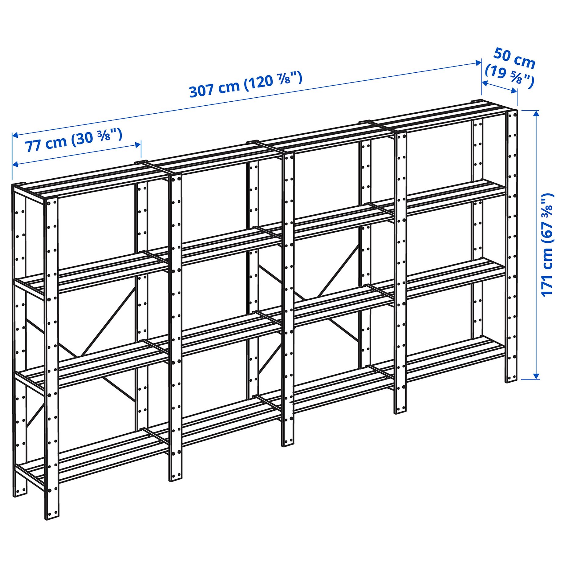 HEJNE, 4 sections/shelves, 490.469.78