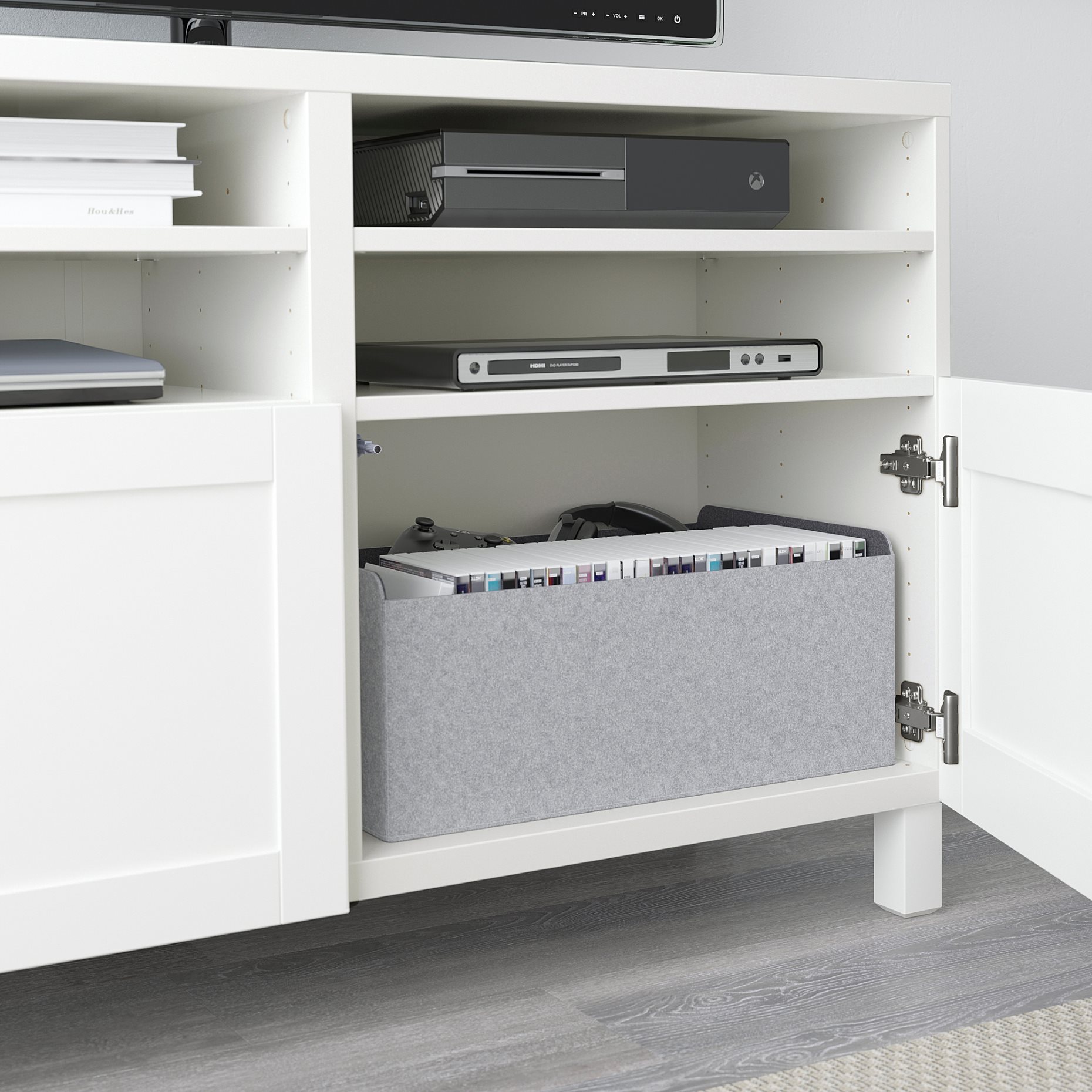 BESTÅ, TV bench with doors, 120x42x74 cm, 490.683.24