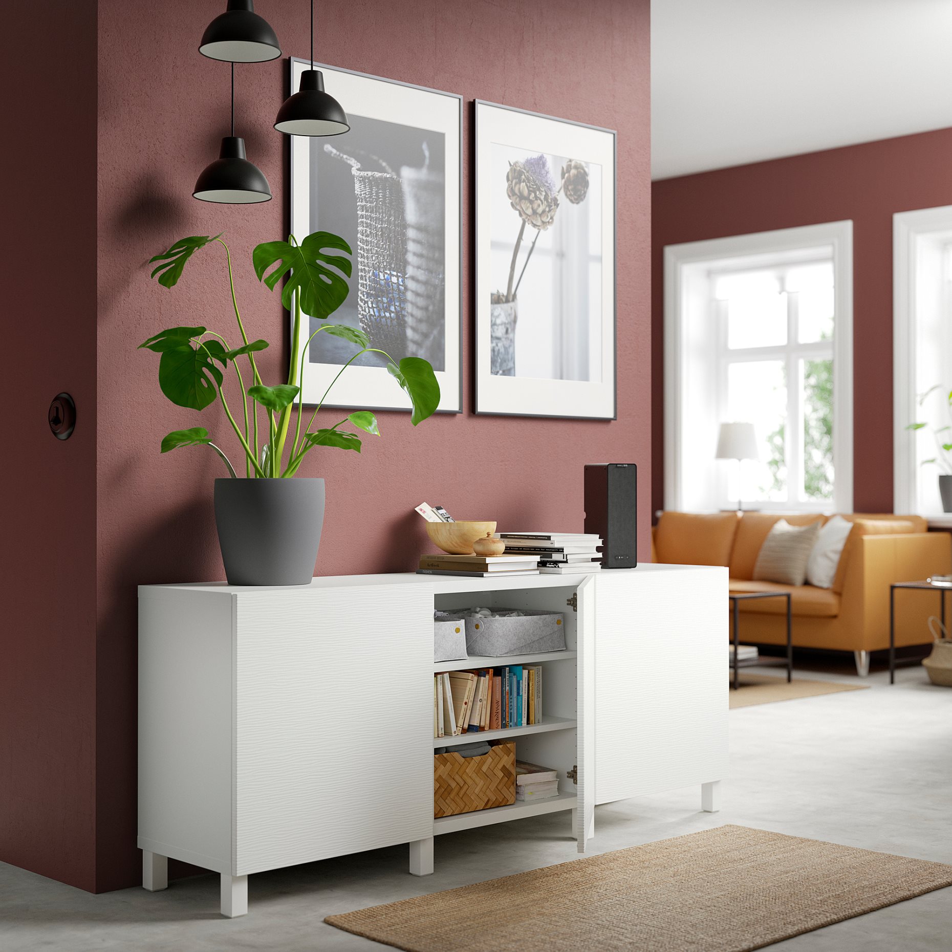 BESTÅ, storage combination with doors, 180x42x74 cm, 491.398.97