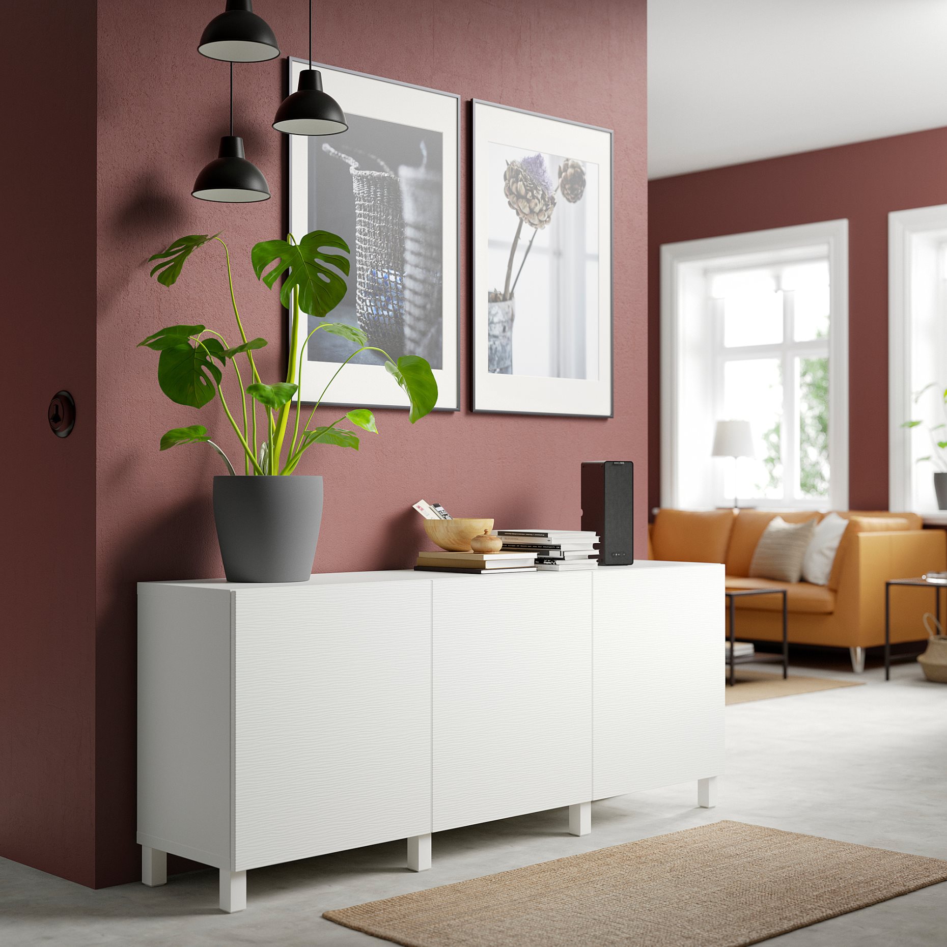 BESTÅ, storage combination with doors, 180x42x74 cm, 491.398.97