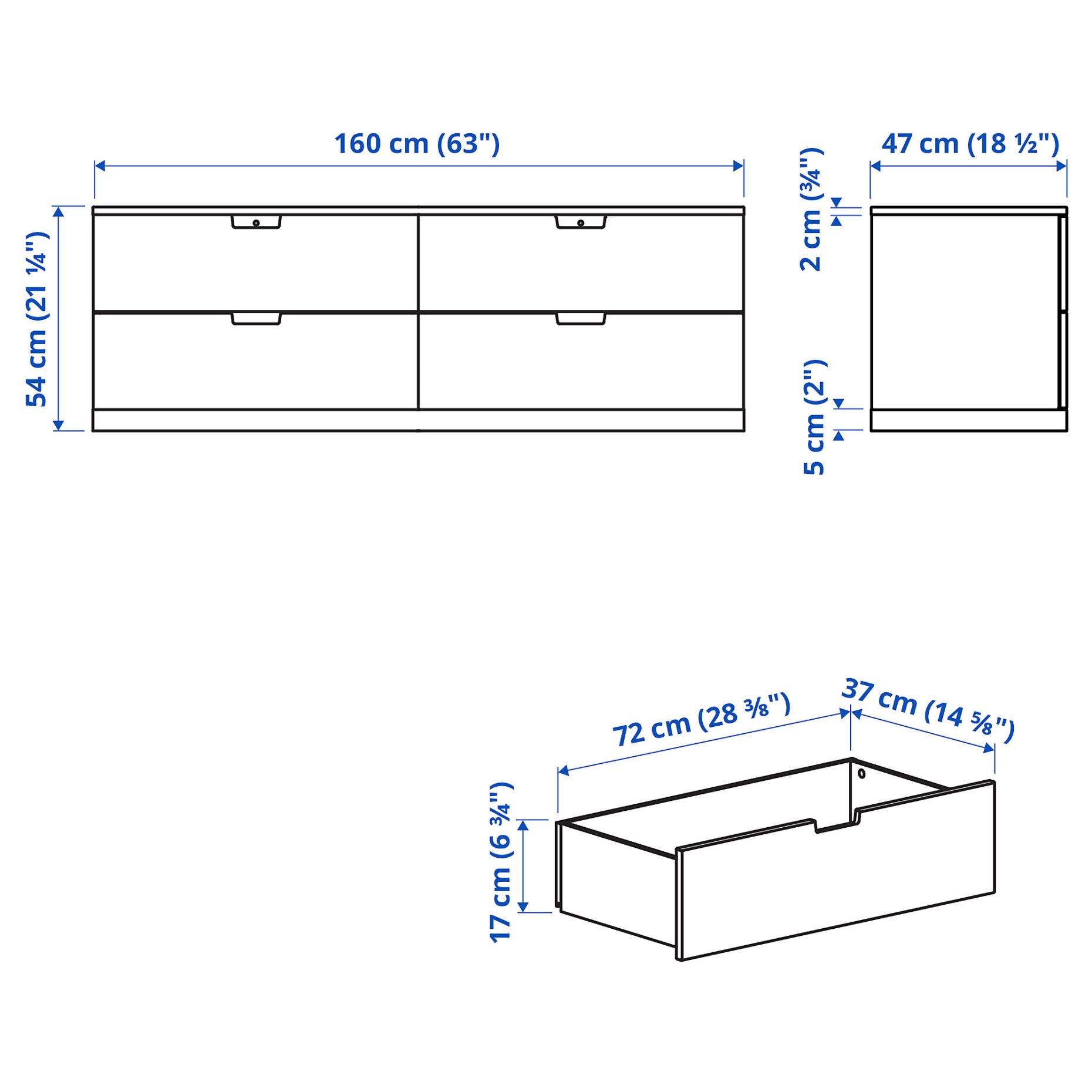 NORDLI, συρταριέρα με 4 συρτάρια, 160X54 cm, 492.394.96