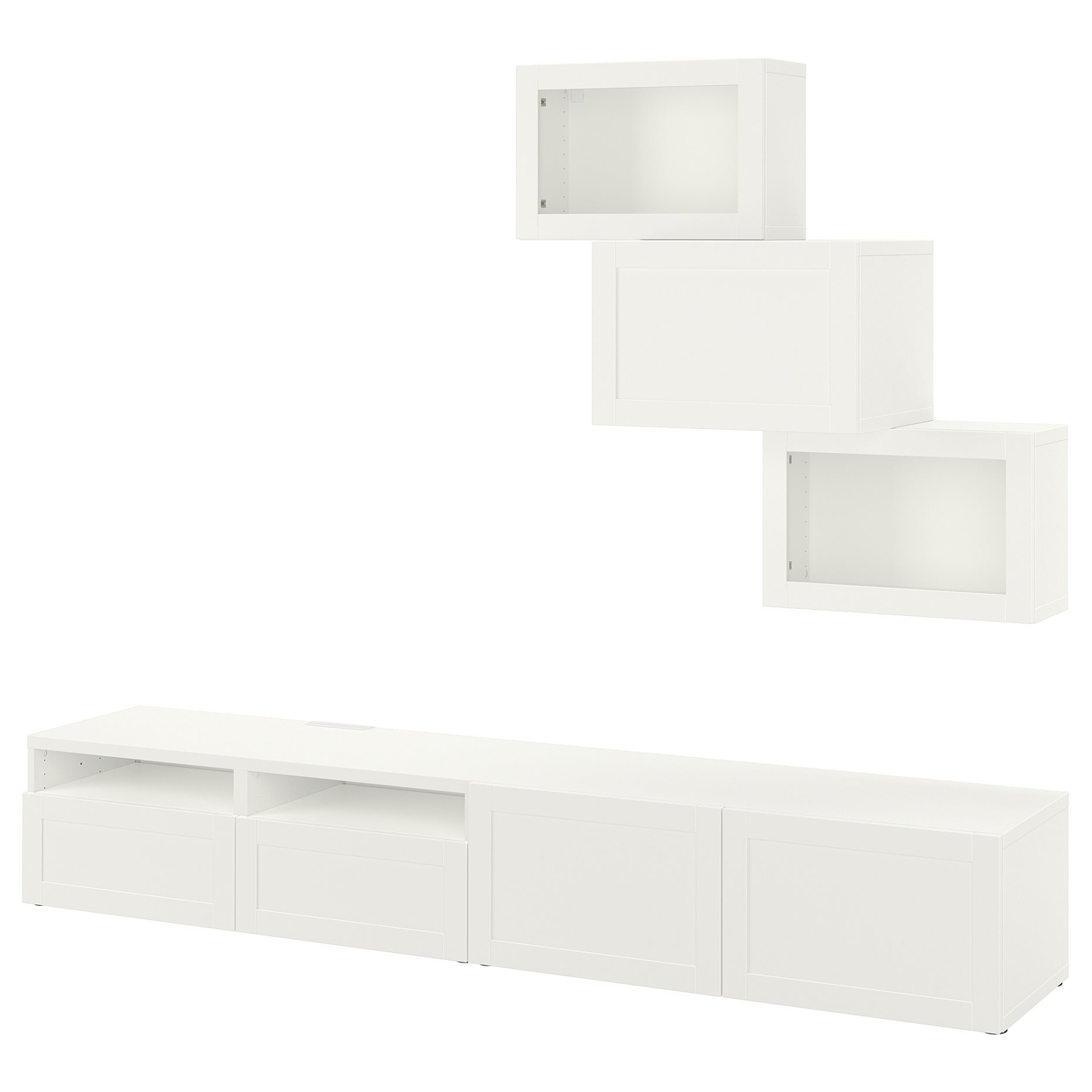 BESTÅ, TV storage combination/glass doors/drawers push open, 240x42x190 cm, 494.113.02