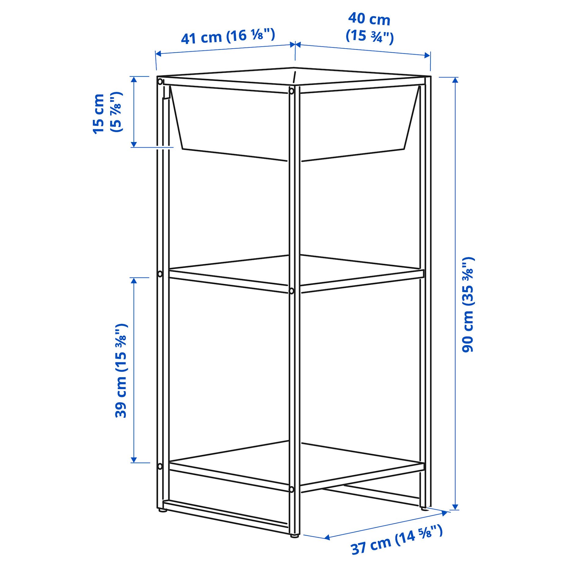 JOSTEIN, shelving unit with container/in/outdoor/metal, 41x40x90 cm, 494.371.75