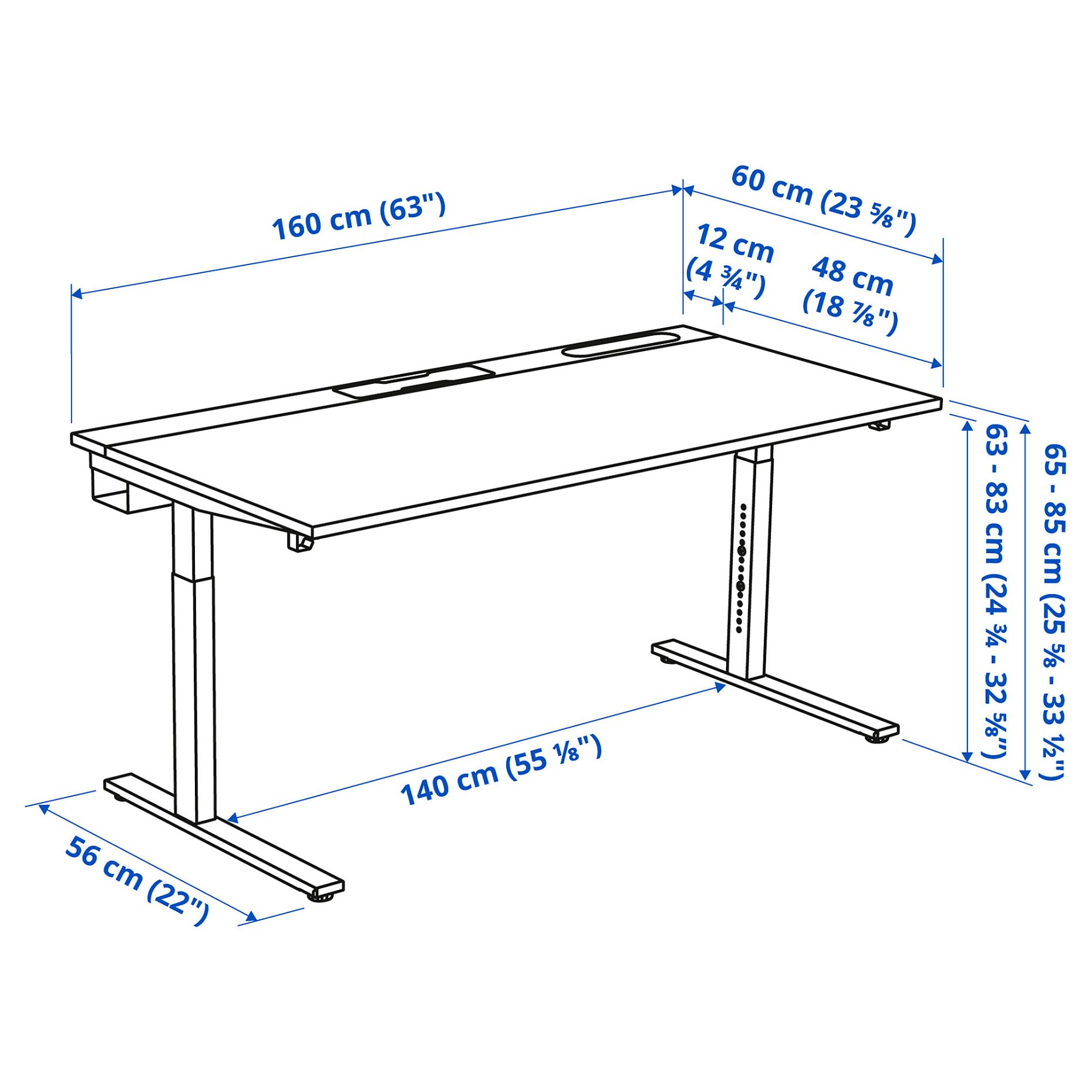 MITTZON, desk, 160x60 cm, 495.290.14