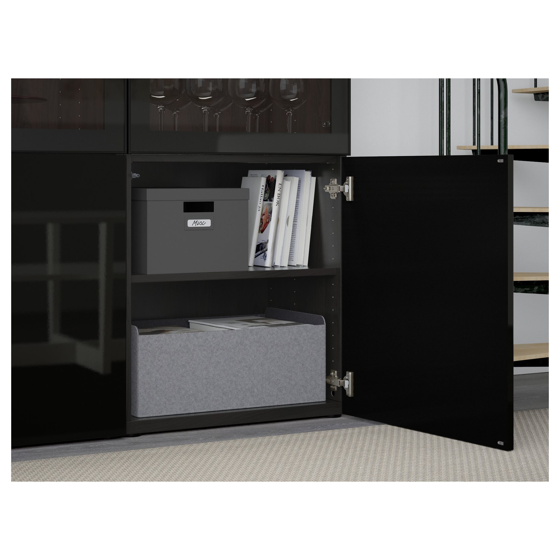 BESTÅ, storage combination w glass doors,, 120x42x193 cm, 590.594.61