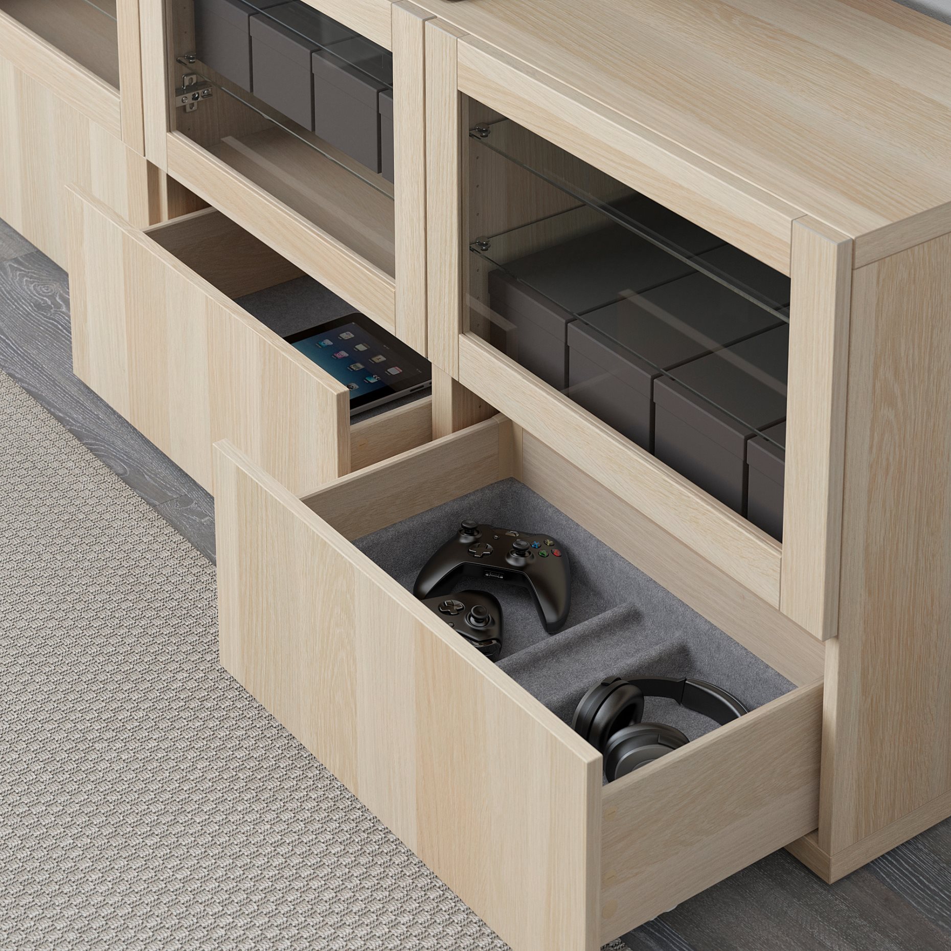 BESTÅ, TV bench with doors and drawers, 180x40x64 cm, 591.943.03