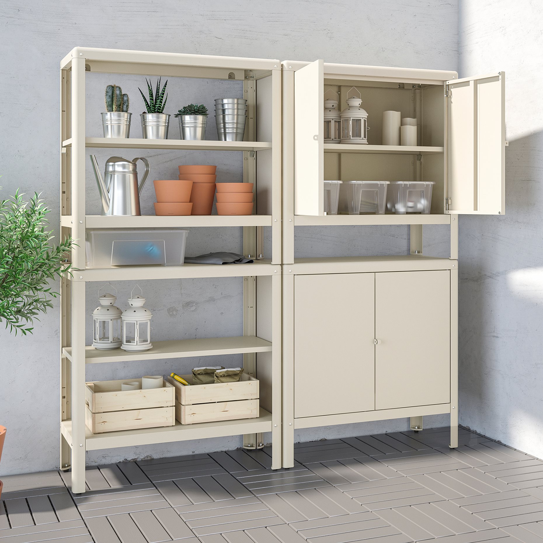 KOLBJÖRN, shelving unit with 2 cabinets, 161x37x161 cm, 592.916.34
