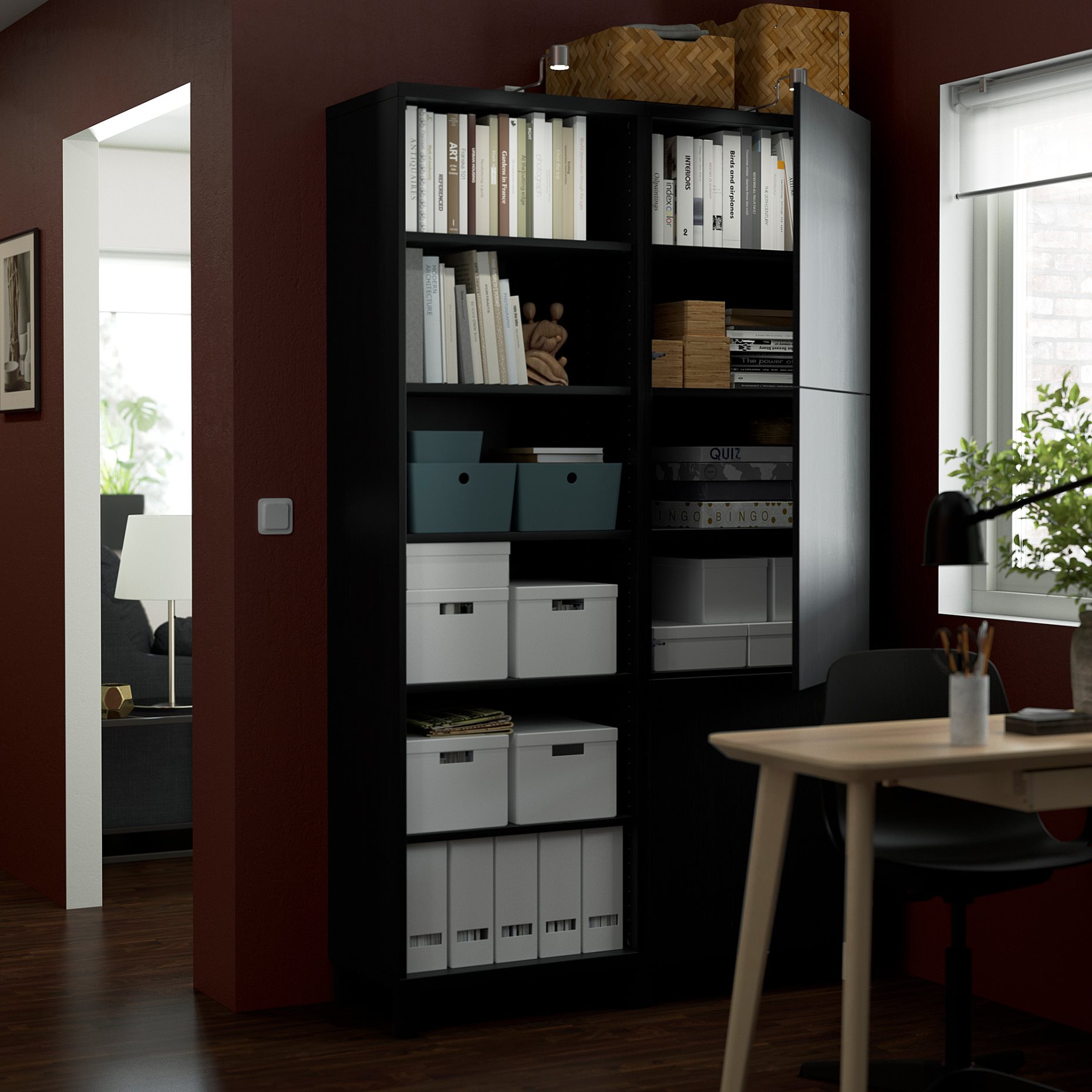 BESTÅ, storage combination with doors, 120x42x202 cm, 593.017.65