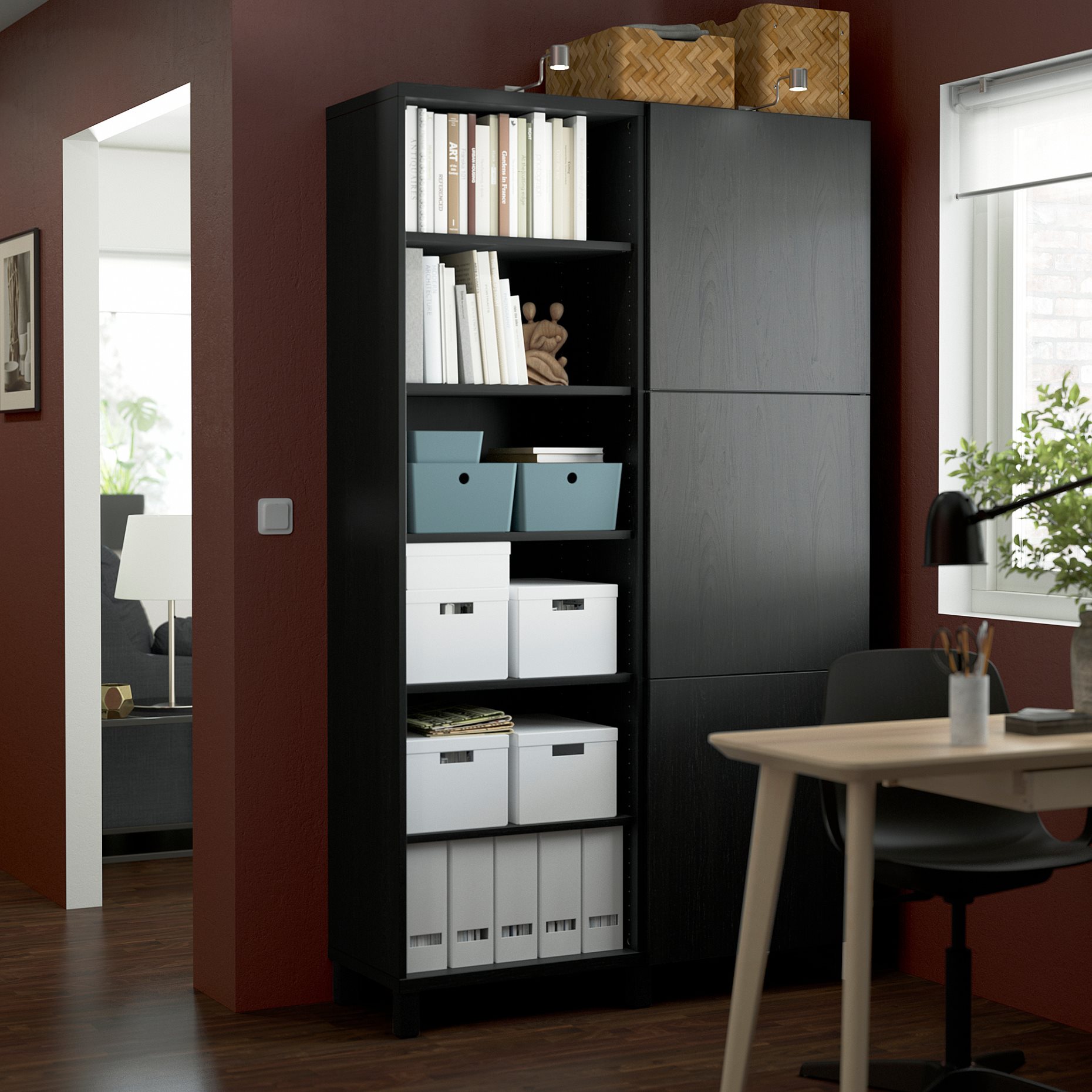 BESTÅ, storage combination with doors, 120x42x202 cm, 593.017.65