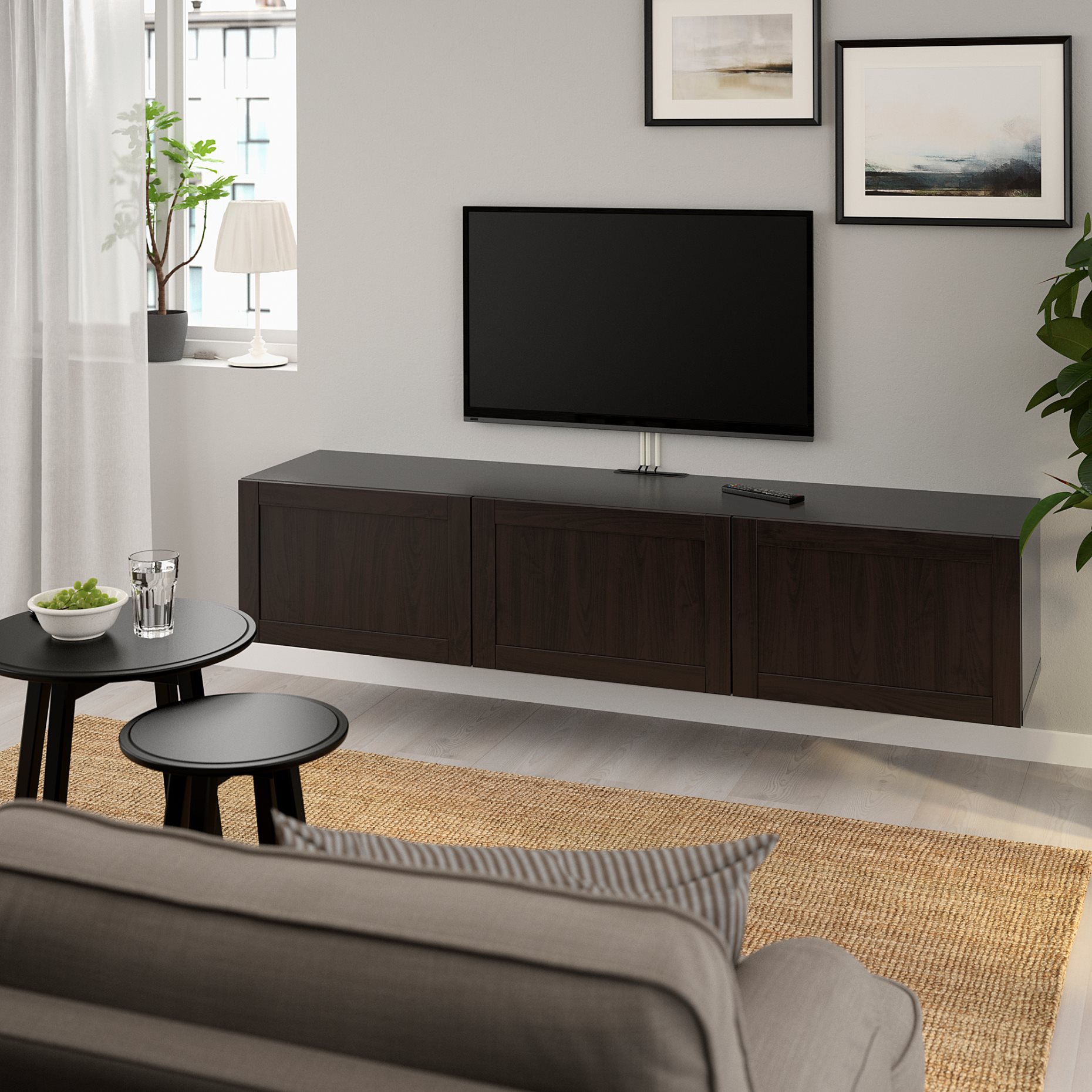 BESTÅ, TV bench with doors, 180x42x38 cm, 593.306.59