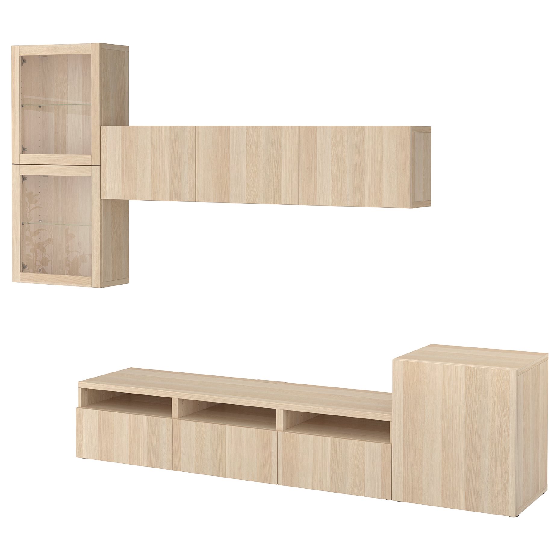 BESTÅ, TV storage combination/glass doors/drawers soft closing, 300x42x211 cm, 594.068.33