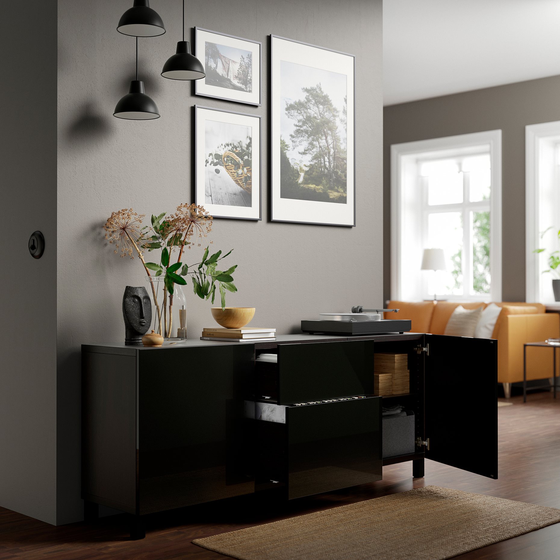 BESTÅ, storage combination with drawers push open, 180x42x74 cm, 594.126.93